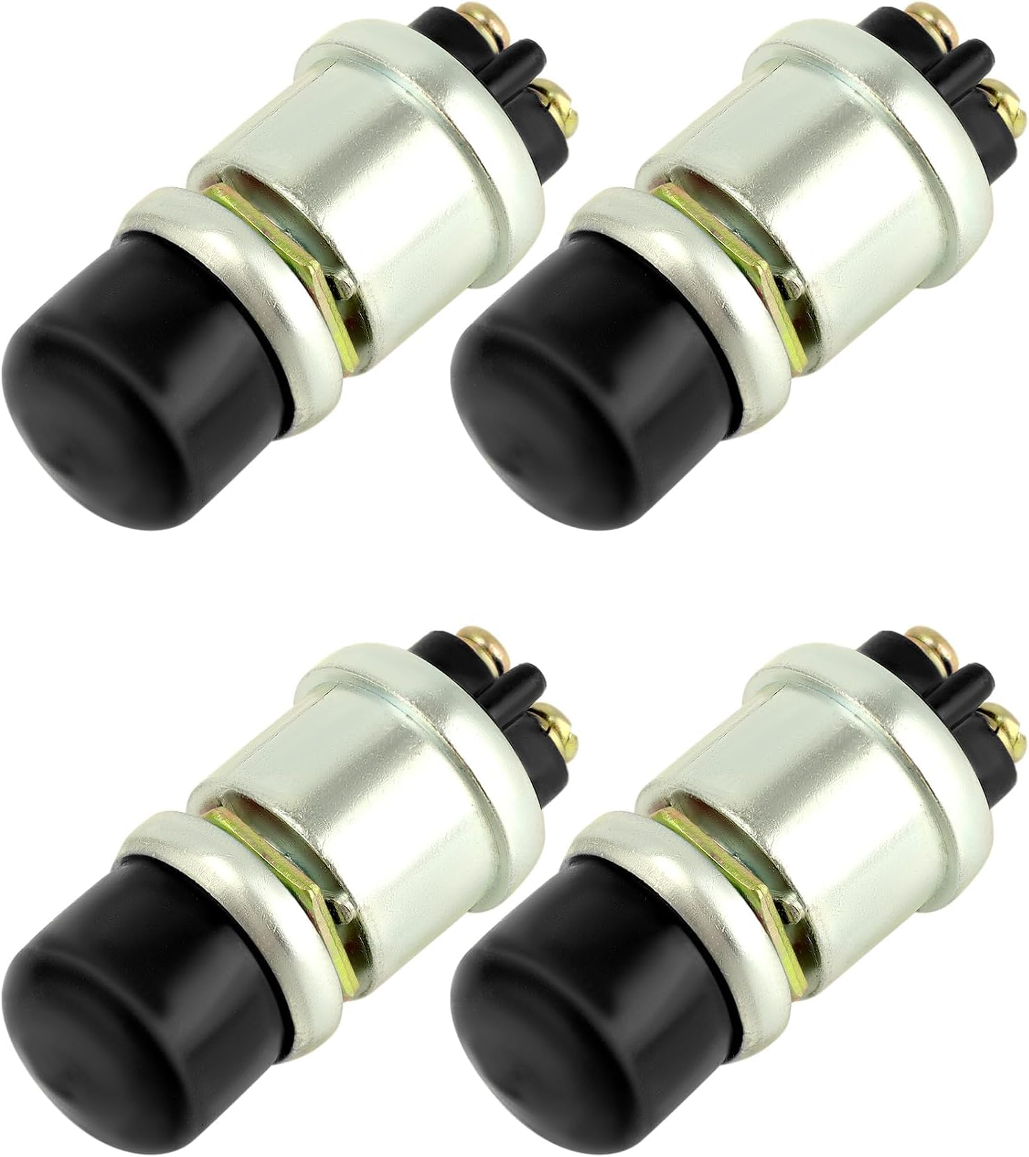 – Engine Start Push Button Switch, 12V 50A Heavy Duty Momentary Starter Switch, Waterproof & Weatherproof for Car, Truck, Boat, Lawn Tractor, Marine, Universal Ignition Switch (Black Cap, 4 Pcs)