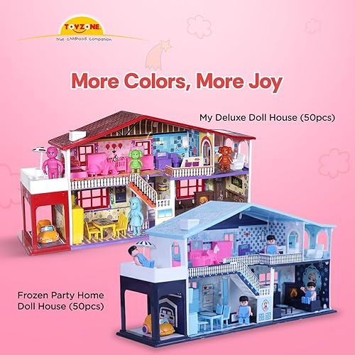 Miniatura 9 de Toyzone Casa de muñecas (50 piezas), juego para niñas, juego de rol, casa de muñecas con muebles, juego de casa de muñecas para niños con muebles,