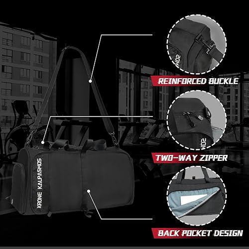 Miniatura 2 de Krone Kalpasmos Bolsa de gimnasio para hombres y mujeres con compartimento para zapatos, ligera, impermeable, plegable, bolsa de deporte Bolsa de