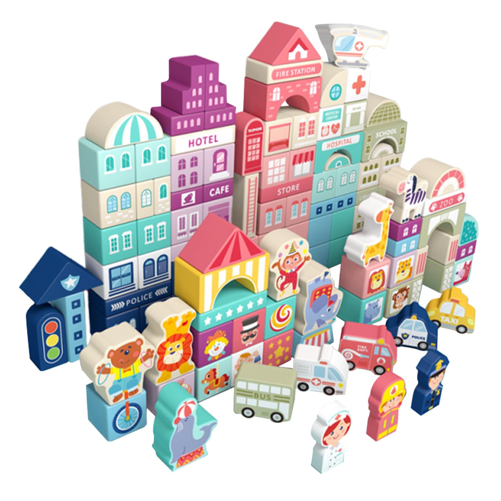 Bloques de construcción de la ciudad, escenarios de construcción de escenas | Lindos juguetes de asamblea para niños, ladrillos de escena portátiles estable