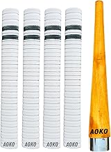 AOKO Cricket Bat Handle Rubber 4 Grips for Enhanced Performance With Better Shock Absorption And 1 Wooden Gripper Cone (pack of 5)