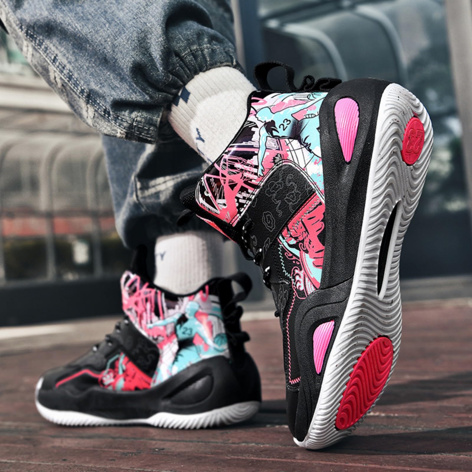 Basketballschuhe High-Top Style für Jugendliche, Herren und Damen, rutschfest Langlebig Atmungsaktive Sport Turnschuhe für Training und Alltag