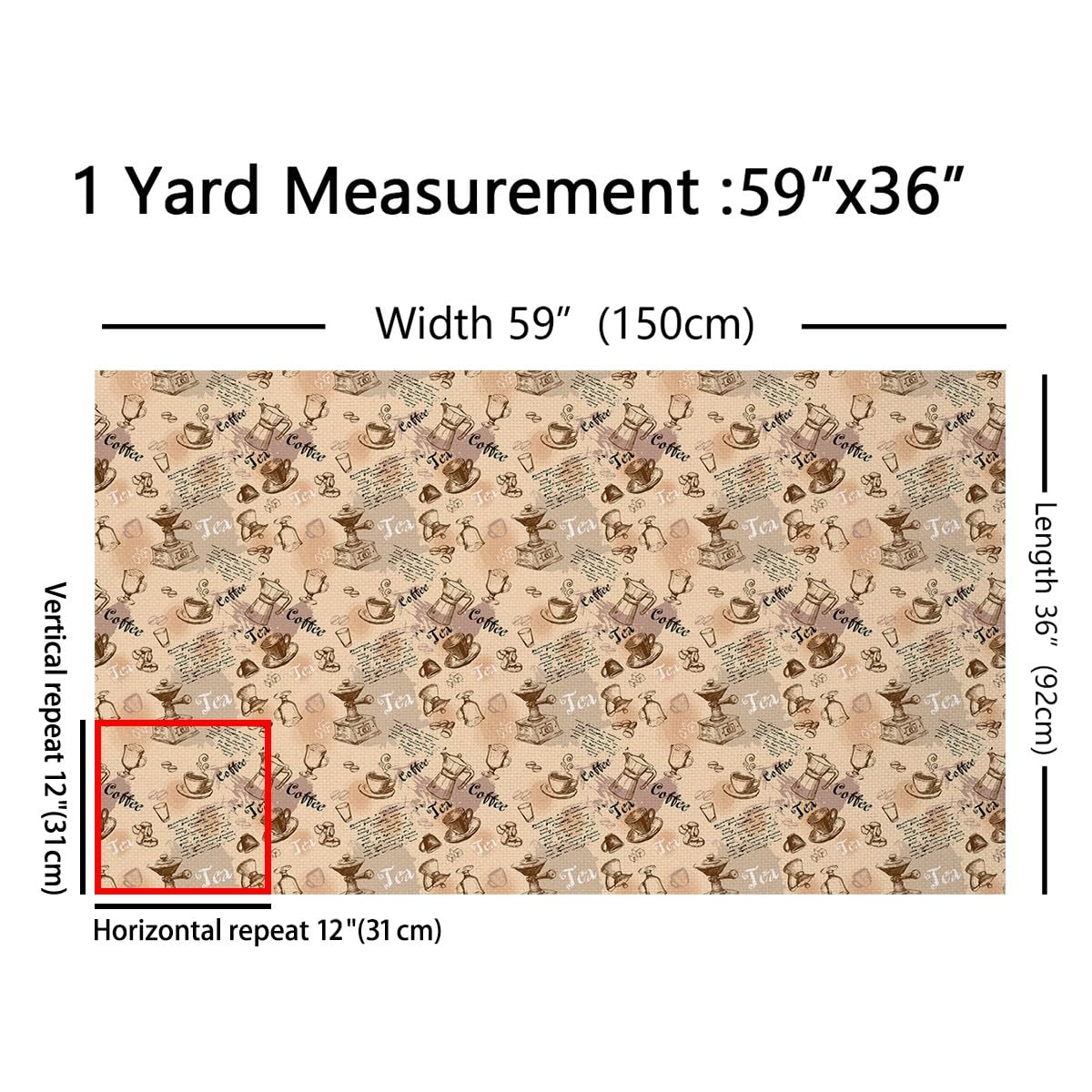 Amazon.com: Feelyou Coffee Theme Fabric by The Yard, Vintage