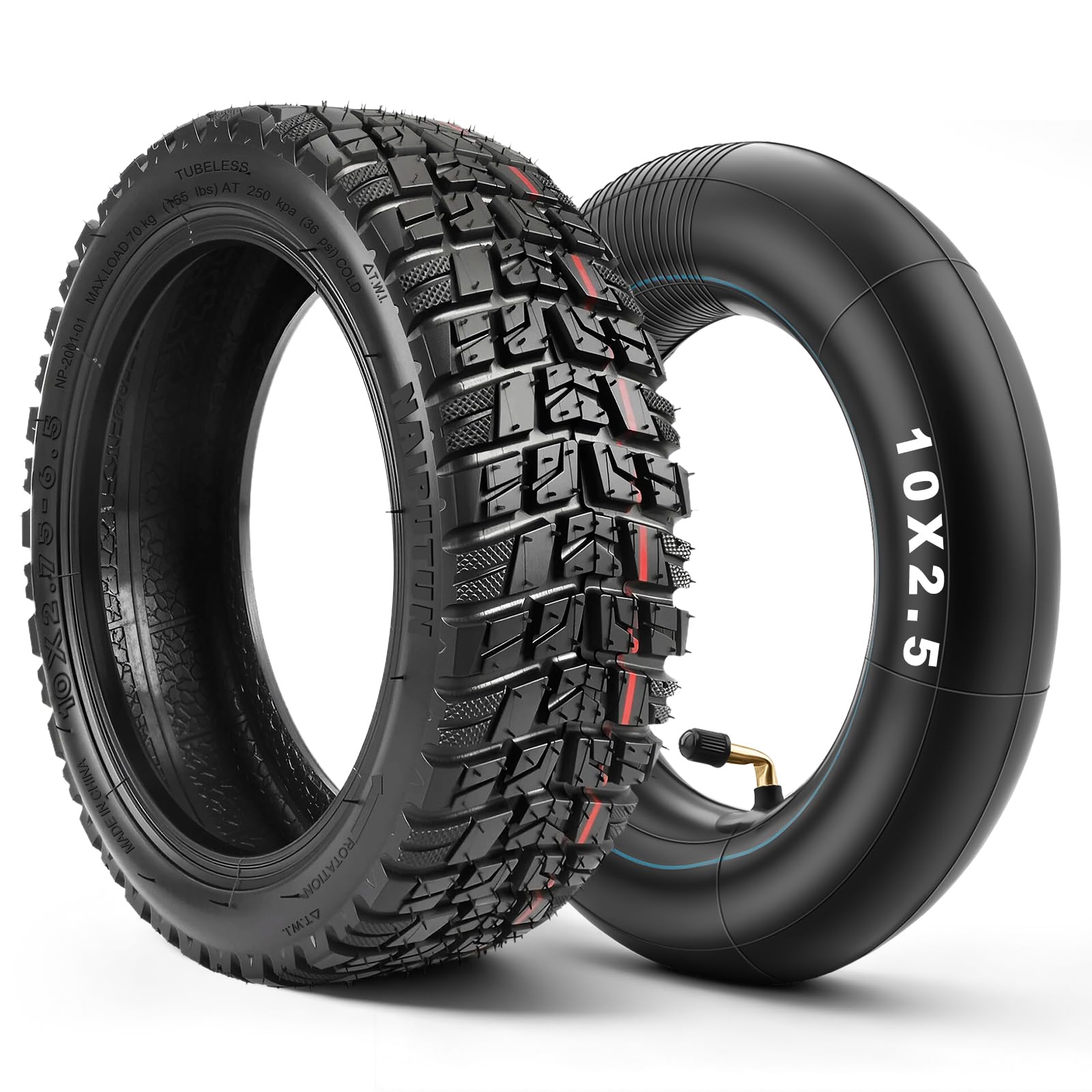 SYACHI Pneu Tubeless 10X2.75-6.5, Chambre a Air 10x2.50 Renforcée Pour Trottinette Electrique Speedway 5 /Urbanglide eCross Pro 2/Pro Boost, Kukirin G2 Master/Kukirin G3/Dualtron 3