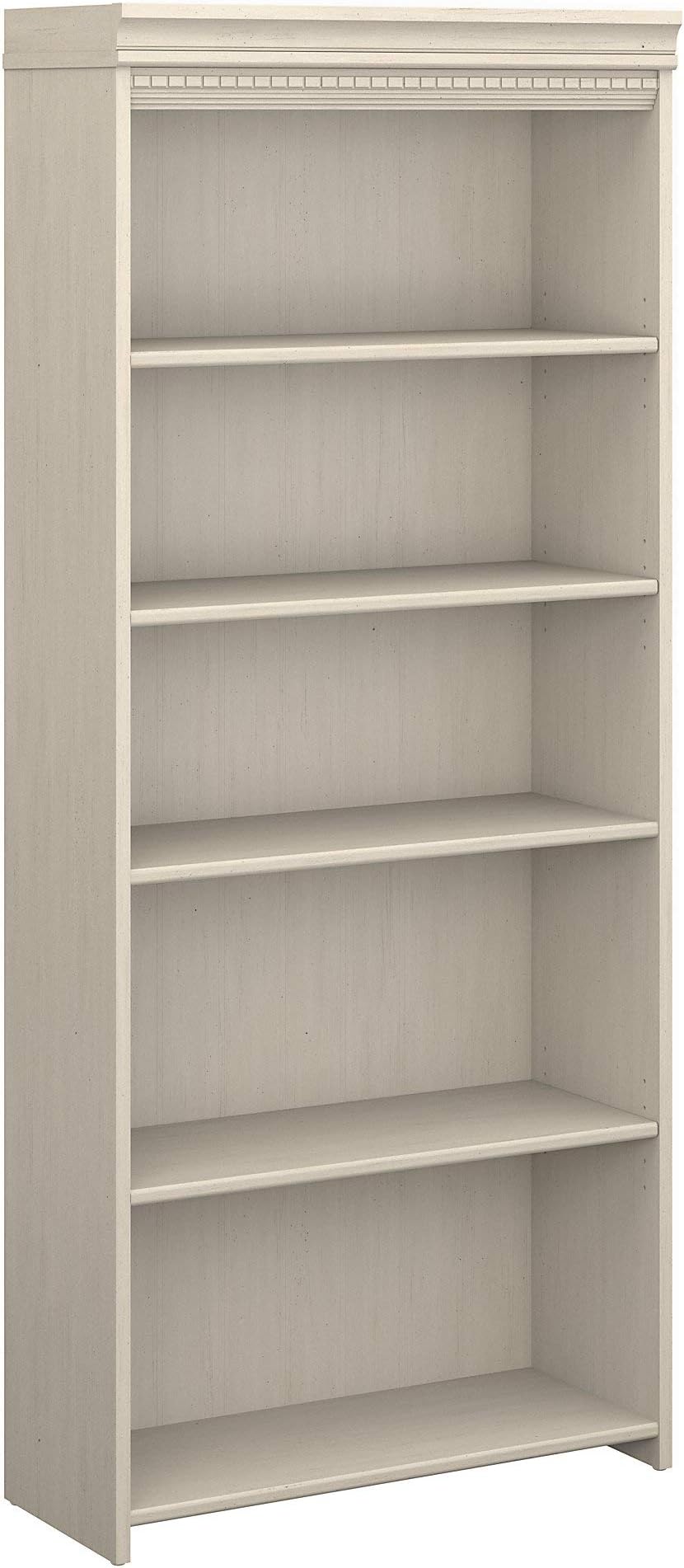 Bush Furniture Fairview 5 Shelf Bookcase In Antique White