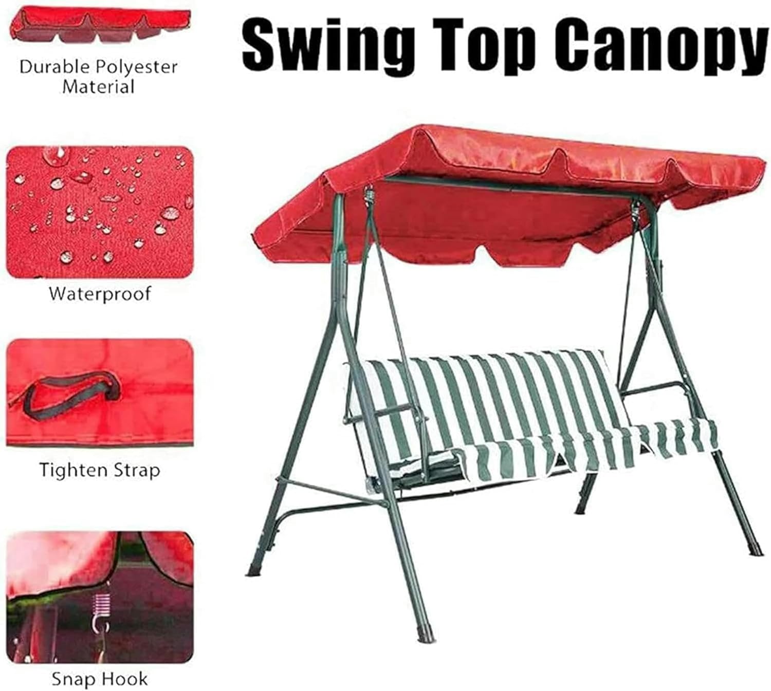 Swing Canopy Replacement Waterproof Top Cover, Waterproof/UV Resistant Swing Canopy Cover for Outdoor Garden Patio Porch Yard-*1