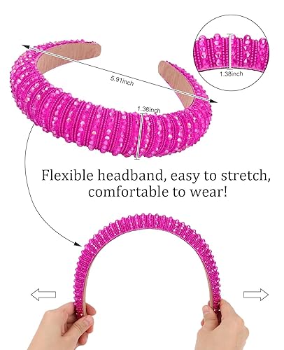 Vista 53 de Wecoe Diadema negra para mujer, diadema de diamantes de imitación de moda, diadema acolchada, diadema de diamantes brillantes con cuentas