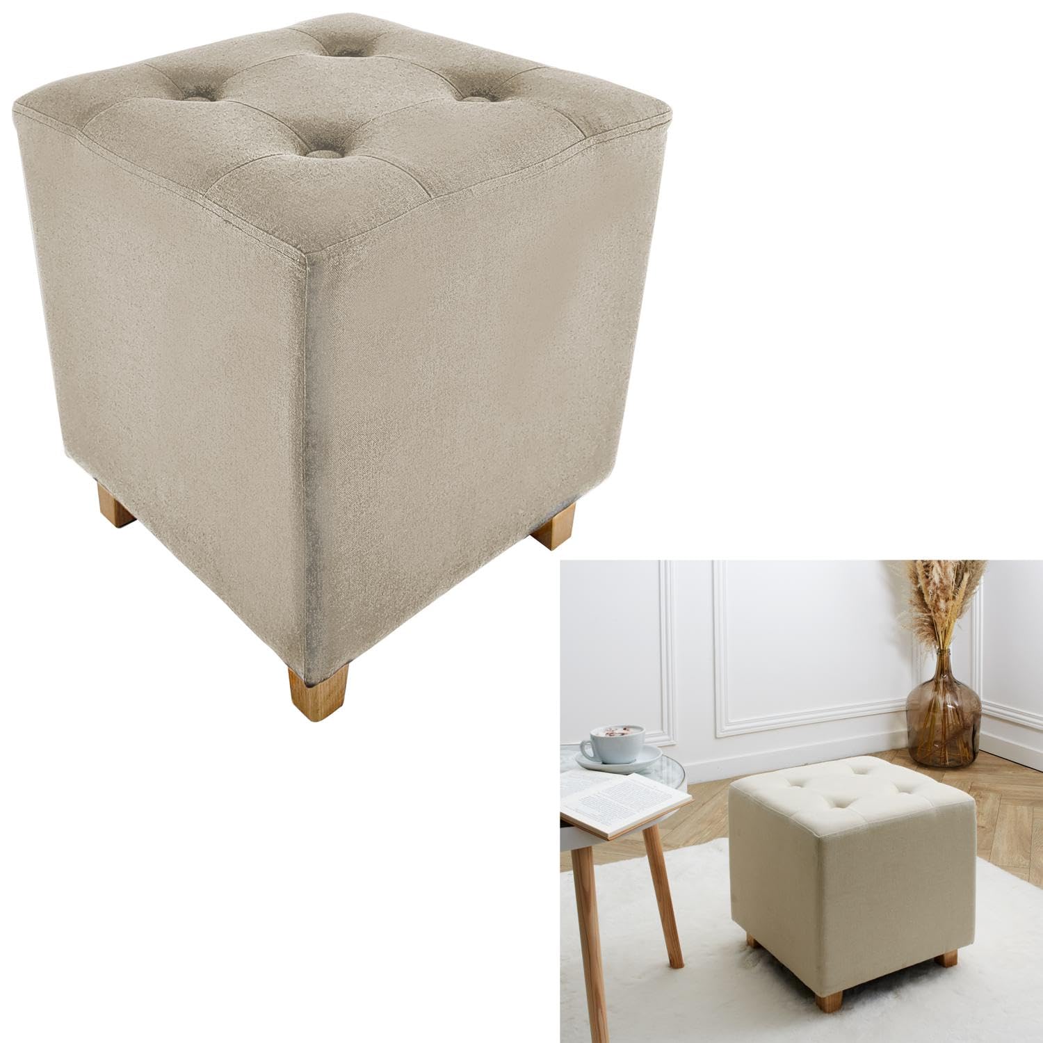 Lot De 2 Fauteuils Scott Côtelé Taupe - Design Moderne Et Cocooning, Dimensions 59x85x55.7 Cm - 7