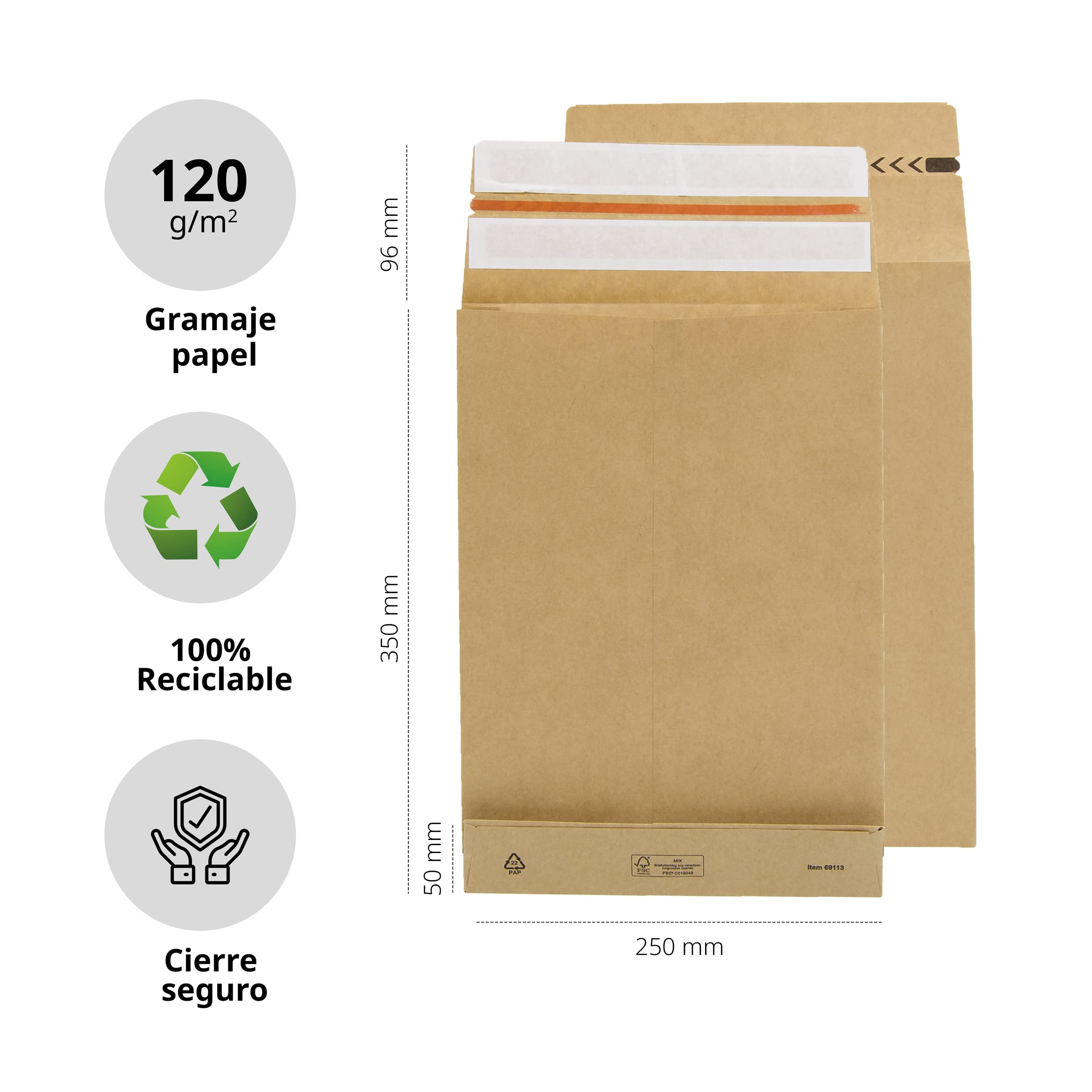 Sobres de Papel Kraft con Doble Tira de Silicona de 3 Fuelles para Envíos y Empaquetados. Bolsas de Papel para Enviar Ropa, Complementos, Decoración o Regalos - Ofituria
