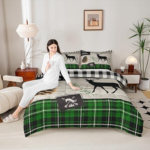 Miniatura 14 de Juego de edredón de Navidad para niños tamaño queen, ropa de cama festiva de dulces navideños, decoración de dormitorio/cabaña de Navidad para Multi