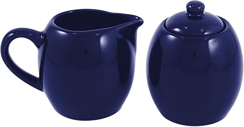 Juego de crema de cerámica azul real y servicio de azúcar con tapa