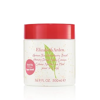 Elizabeth Arden Green Tea Strawberry Basil Honey Drops Body Cream, Hydrating Lightweight Moisturizer for Skin Care, 16.9 fl oz