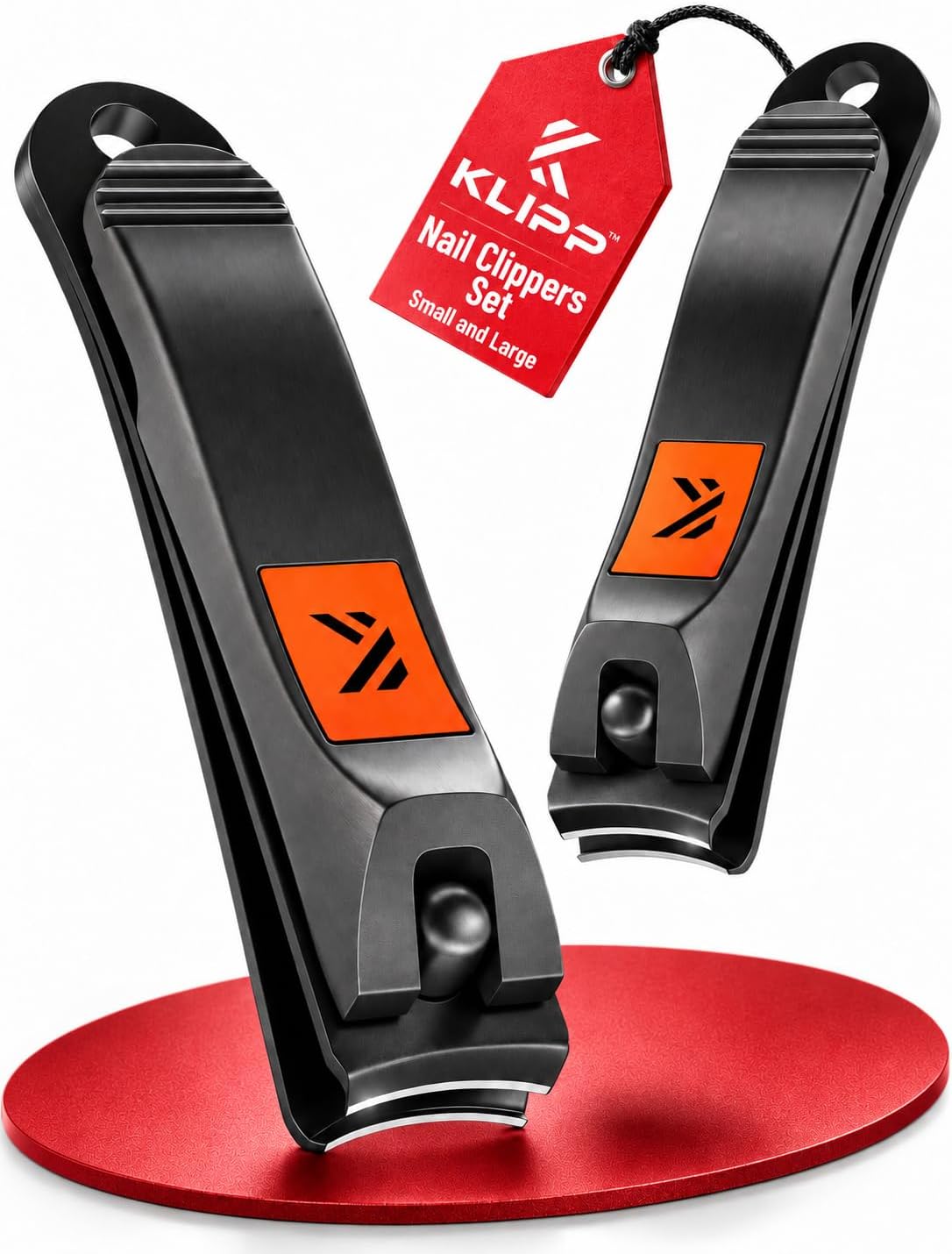 Nail Clipper Set for Men and Women, KLIPP Arched Zinc Alloy Nail Clippers with Built in Fingernail Files on Non-Slip Levers – Trim and Shape Finger and Toe Nails with Travel Nail Care Kit