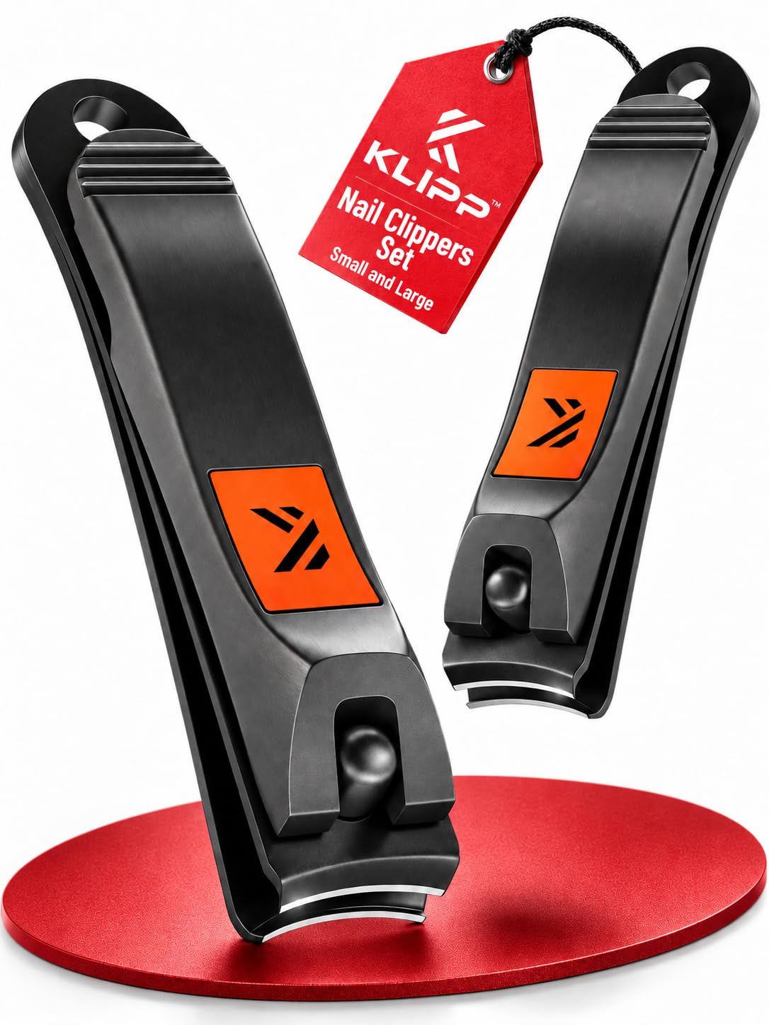 Nail Clipper Set for Men and Women, KLIPP Arched Zinc Alloy Nail Clippers with Built in Fingernail Files on Non-Slip Levers – Trim and Shape Finger and Toe Nails with Travel Nail Care Kit
