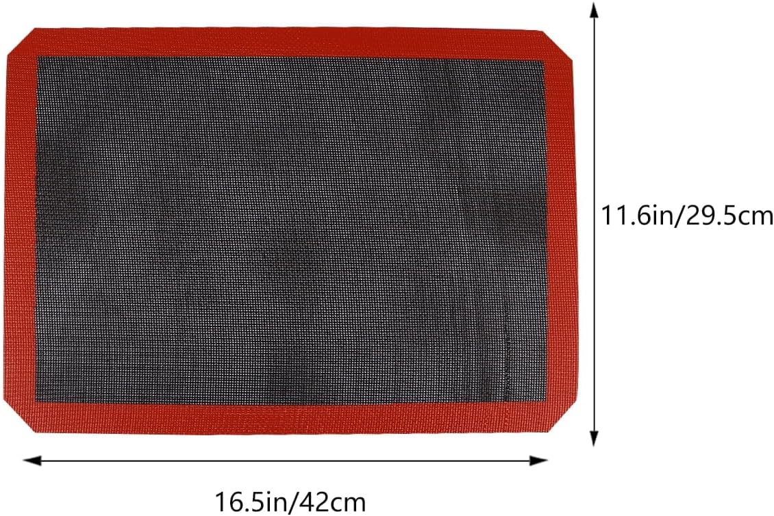 Silicone Baking Mat with Microperforated,Non Slip Reusable Eclair perforated Baking Sheets,Oven Liner for Oven, Cookie Tray, Pizza Mat, Heat Resistant,16.5 * 11.6 inch (3, Red)