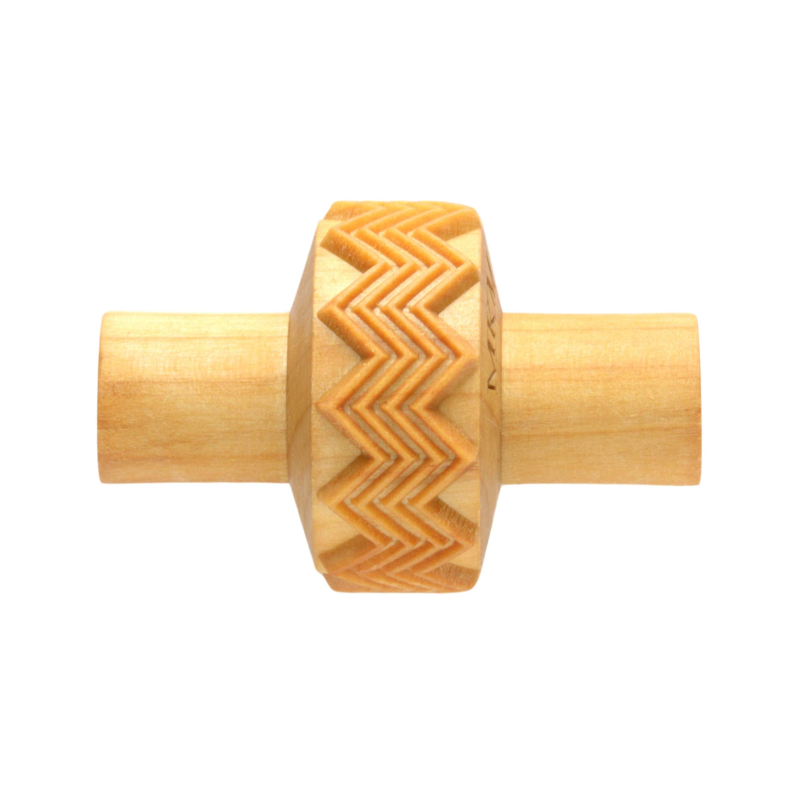 MKM Pottery Tools Wood Small Handle Rollers for Clay (RS-004 4 Zig Zag)