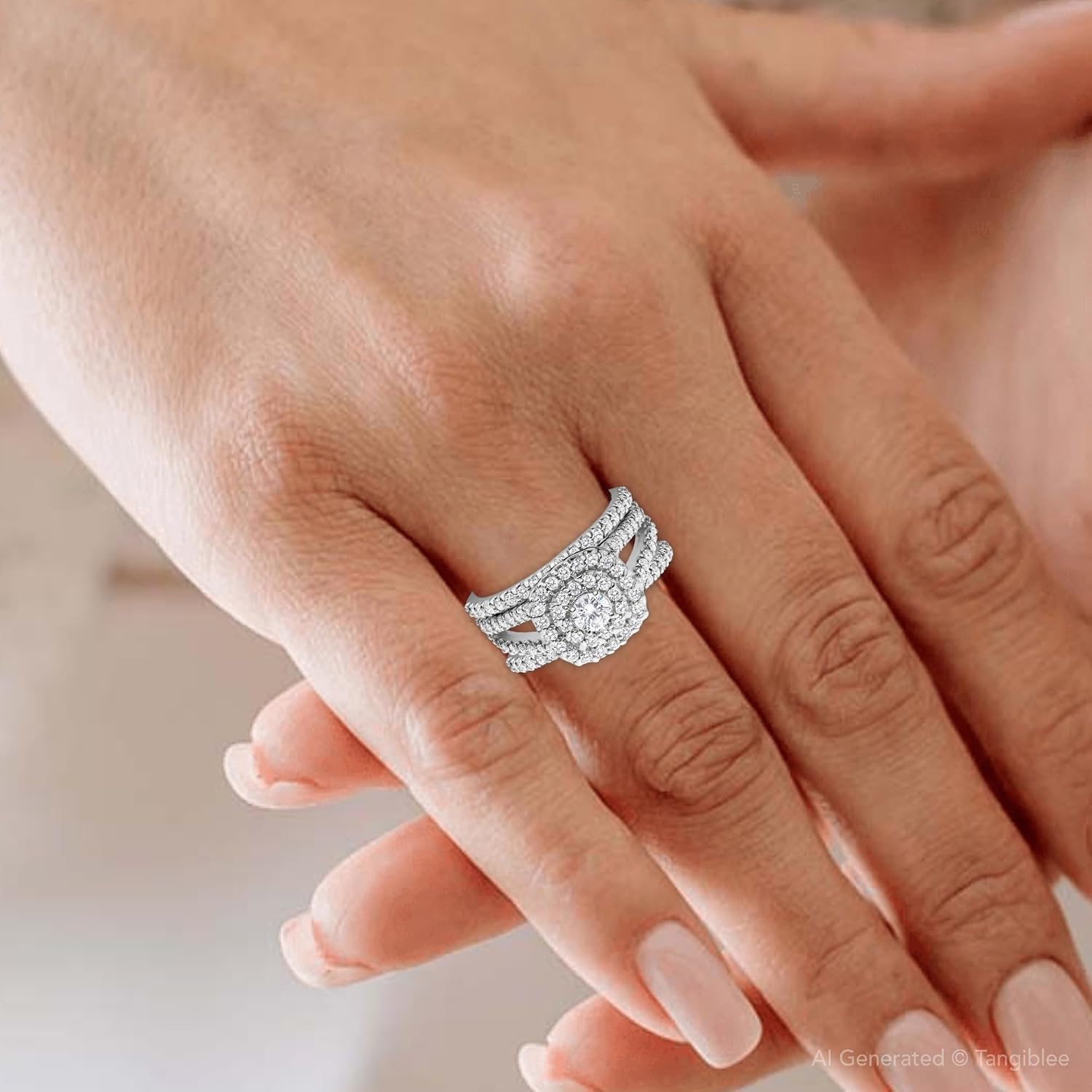 Pompeii 1 1/4Ct Diamond Engagement Wedding Ring Set White Yellow Rose Gold or Platinum