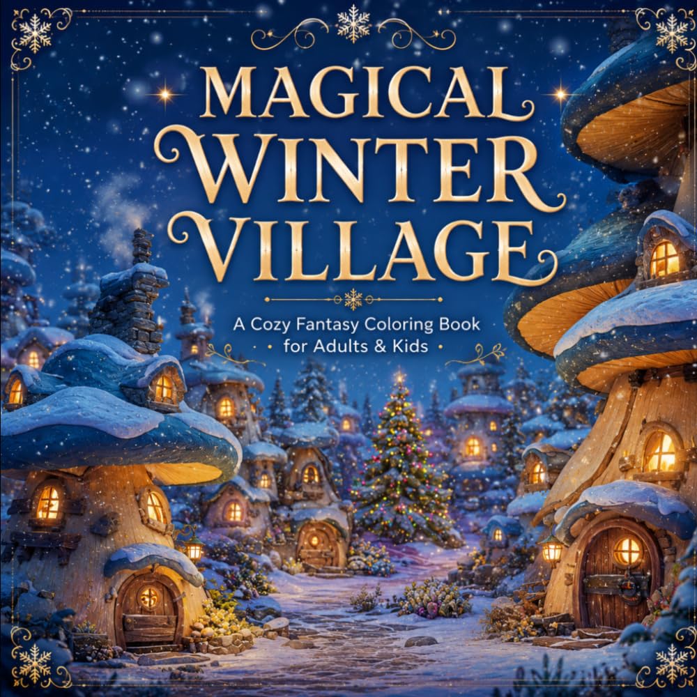 Magical Winter Village Coloring Book: A Cozy Coloring Book for Travel, Vacation & Relaxing Moments
