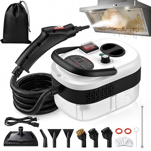2500W Handheld Steam Cleaner for Home, 6-Level High Pressure Steam Gun, Steam Machine w/40.6oz Tank, Portable Car Steamer for Auto Detailing & Cleaning, Car, Floor, Furniture, Tile Grout, Wall
