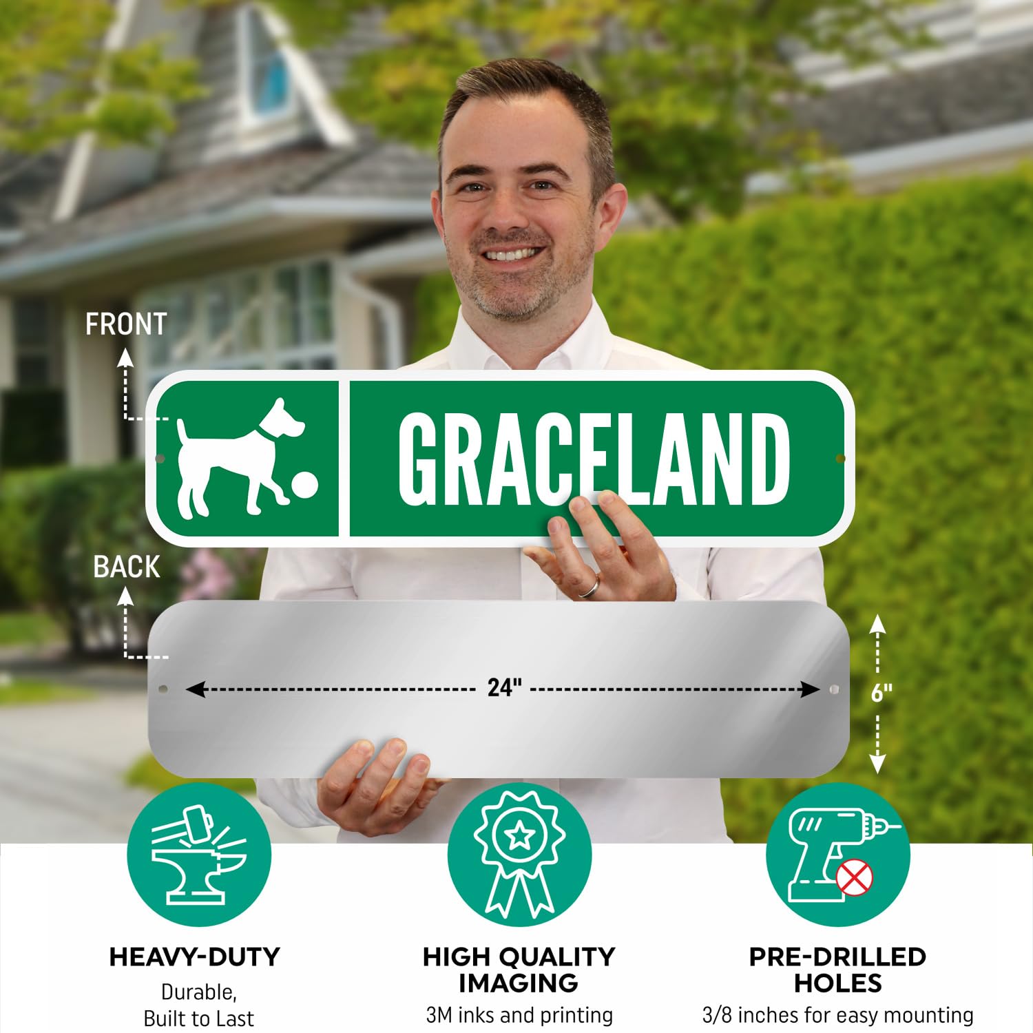 Customize Your Own Green Street Sign with Dog at Play Symbol by SmartSign | 6" x 24" 3M EG Reflective Aluminum