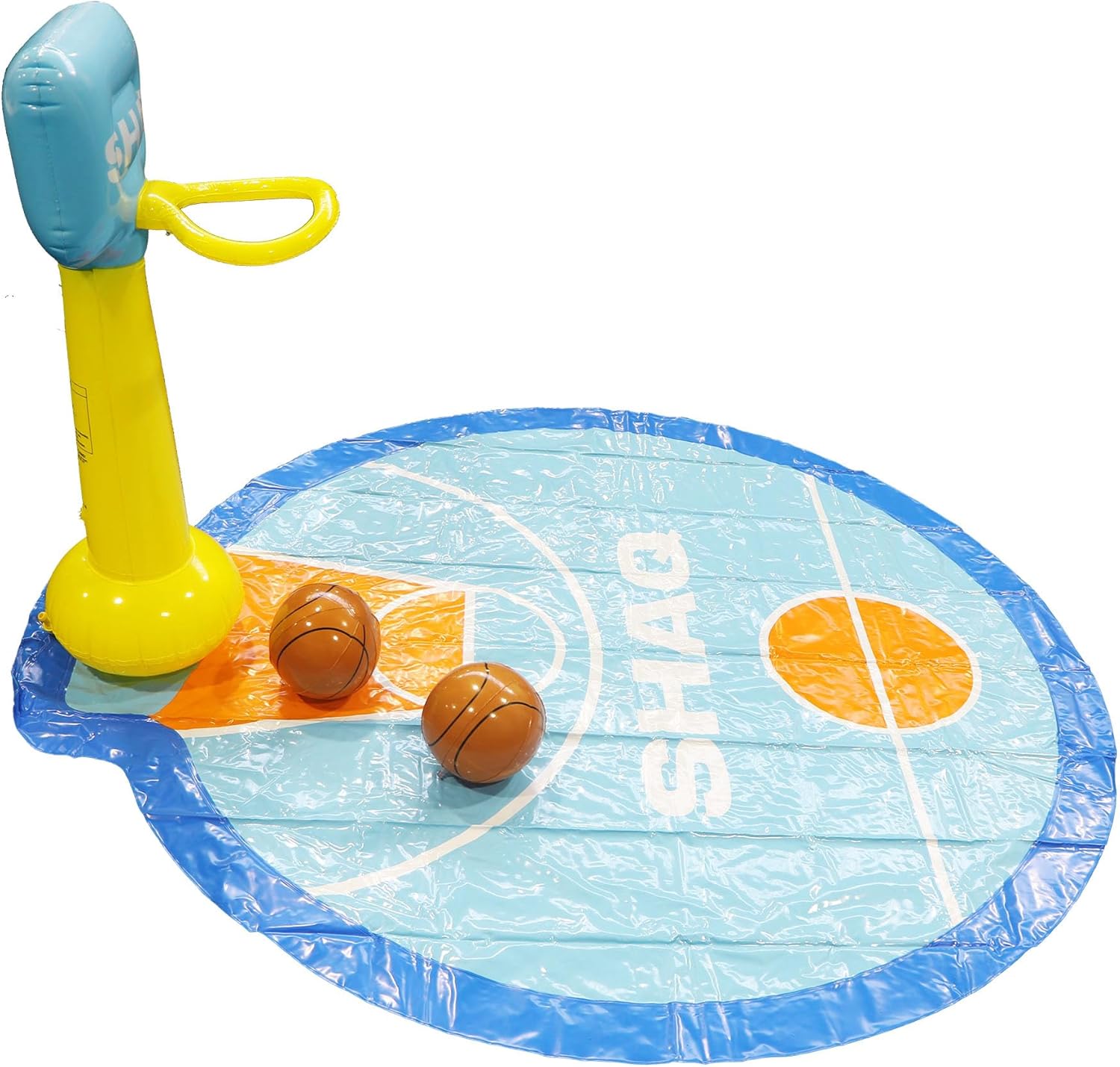 SHAQ Basketball Sprinkler Mat with Built-in Hoop, Durable PVC, Easy Inflation, Interactive Water Play
