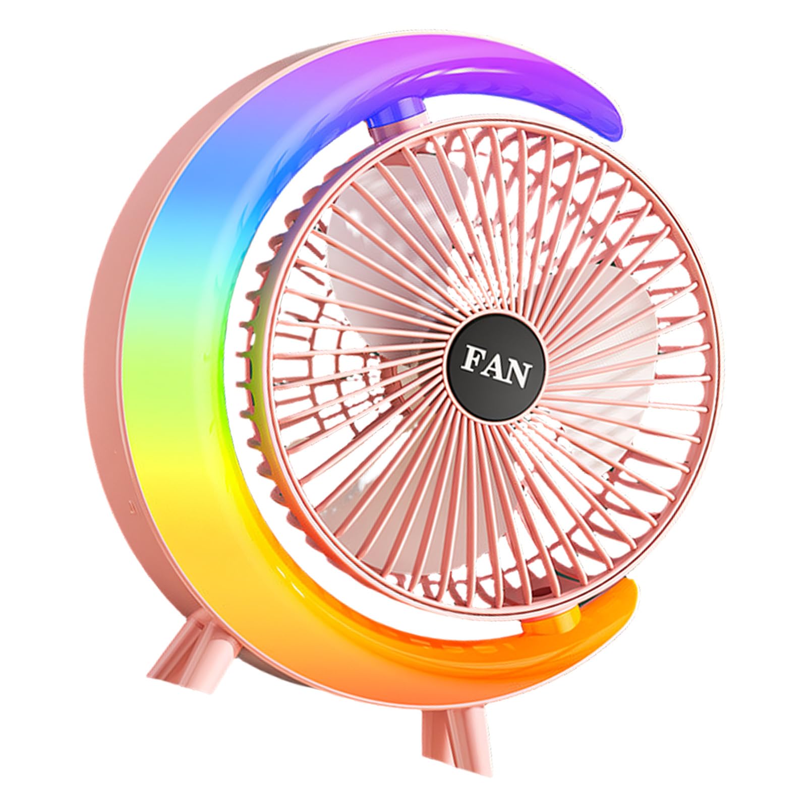 kokdid Powerful Rechargeable Portable Shaking Head Desktop Fan with LED Light Low Noise for Bedroom Dorm Camping Kitchen
