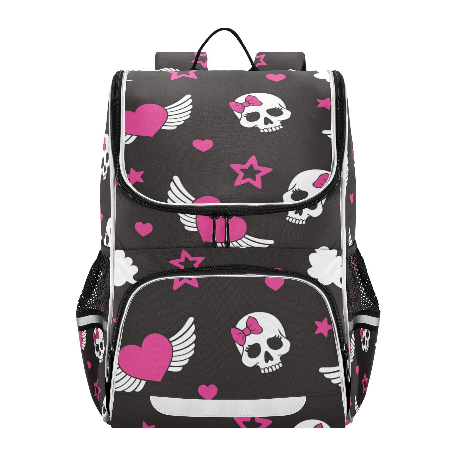 Vnurnrn Zucker Schädel Geschenk Angel Star Heart Kinderrucksack Schulter Rucksack für Jungen Mädchen Bookbag Laptop Büchertasche Rucksäcke Für Schule