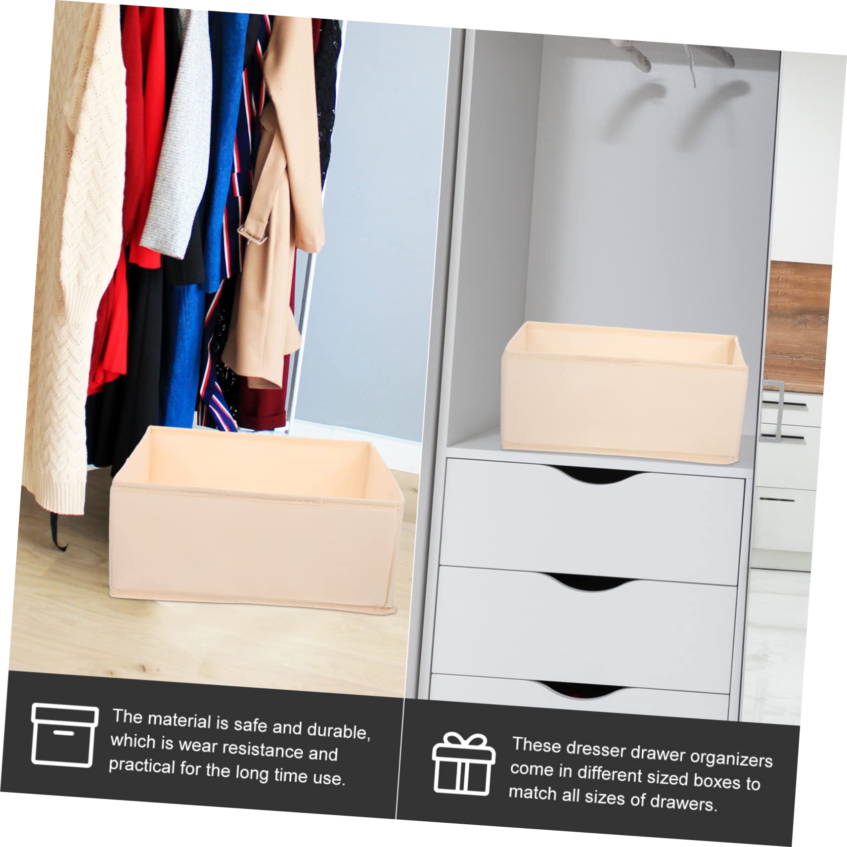 MAGICLULU Aufbewahrungsboxen Praktischer Schubladenorganizer Beige 6 Stück mit Reißverschluss Stabilem Pp Platten Rücken und Doppelt Feiner Naht für Unterwäsche und Socken