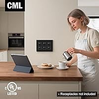 Vista 8 de CML - Placa de pared decorativa negra sin tornillos de 3 segmentos, paquete de 2 cubiertas de receptáculo de salida y placa de interruptor, cara