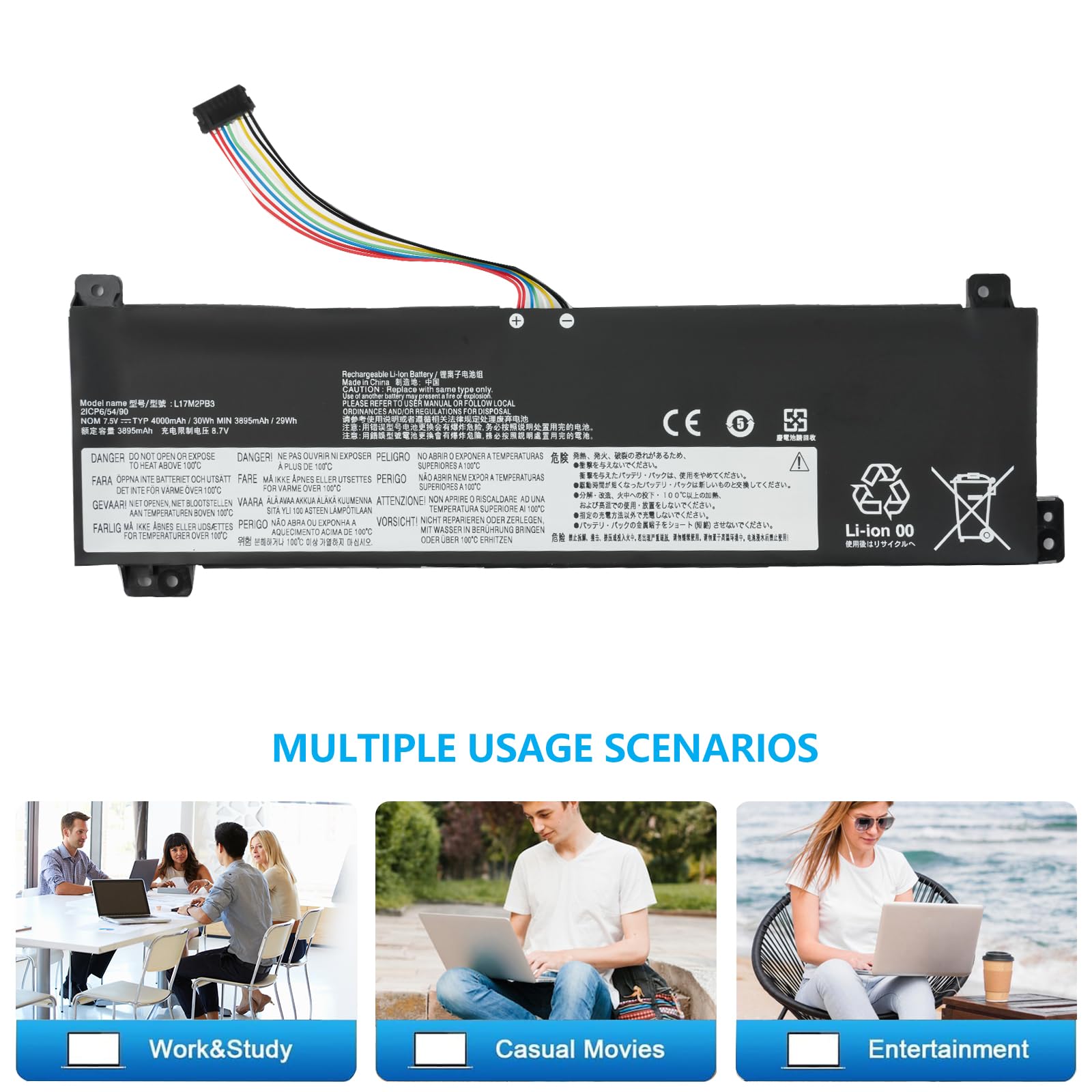 L17C2PB3 L17M2PB3 Batteria per laptop V130-15IGM-81HL V130-15IKB-81HN V330-15IKB-81AX V330-15ISK-81AW V530-14IKB V530-15IKB 81HL001EGE 81HL0023GE 81HL0051GE L17L2PB4 L17M2PB4 L17L2PB3