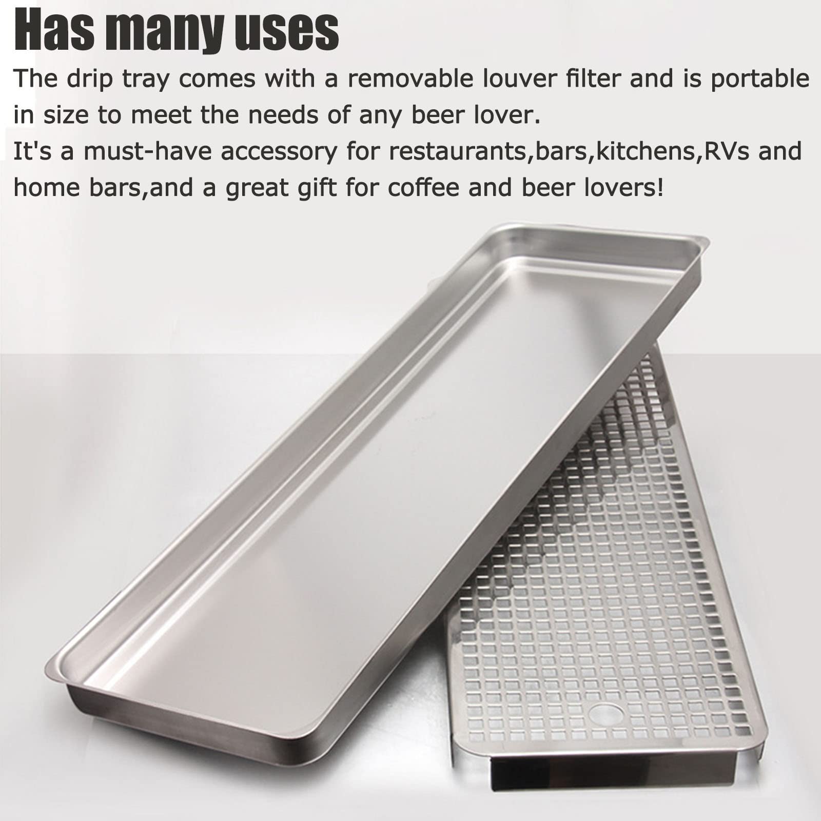 6" X 5" Stainless Steel Draft Beer Drip Tray, Kegerator, Countertop - View #12
