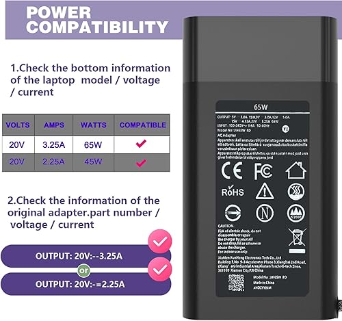 Vista 2 de Nuevo cargador delgado de 65 W para laptop HP cargador USB C reemplazo de computadora, Envy x360/Elitebook x360/Spectre x360/Elite