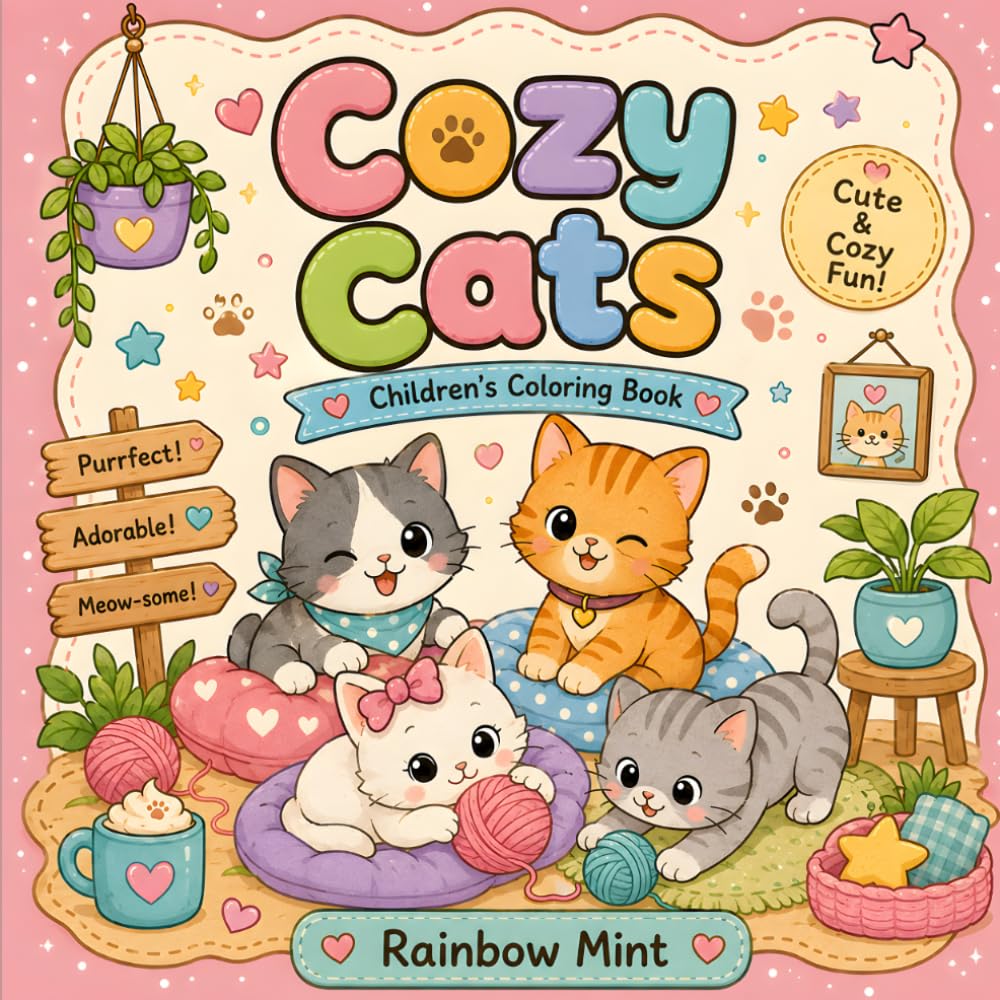 Cozy Cats: Coloring Book for Adults and Teens Featuring Cute Cozy Daily Activities for Relaxation (Cozy Spaces Coloring)