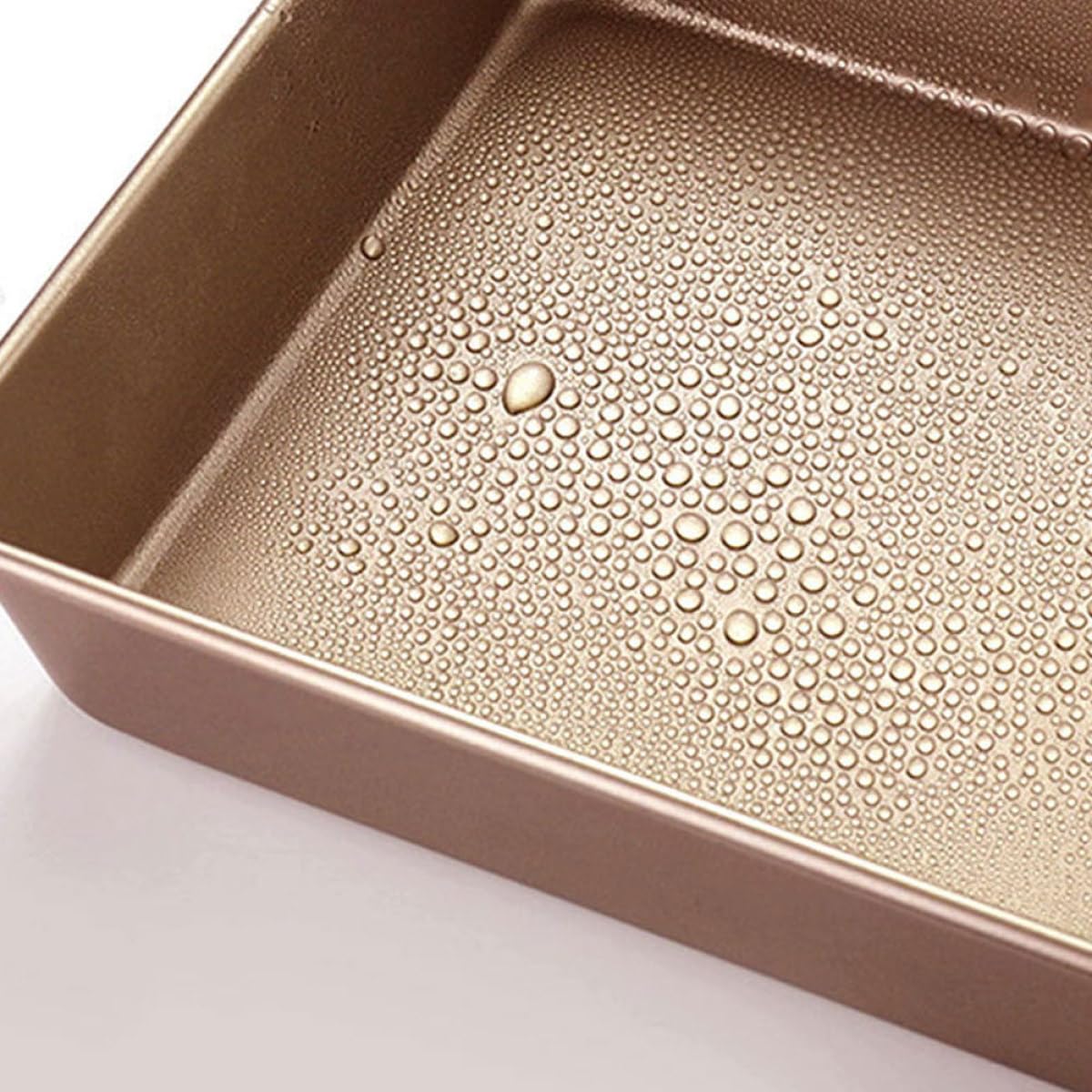 VANZACK Molde Cuadrado Fácil Desmolde para Pasteles de Acero Inoxidable Dorado Antiadherente y Multiuso Adecuado para Pizza y Snacks en Cocina
