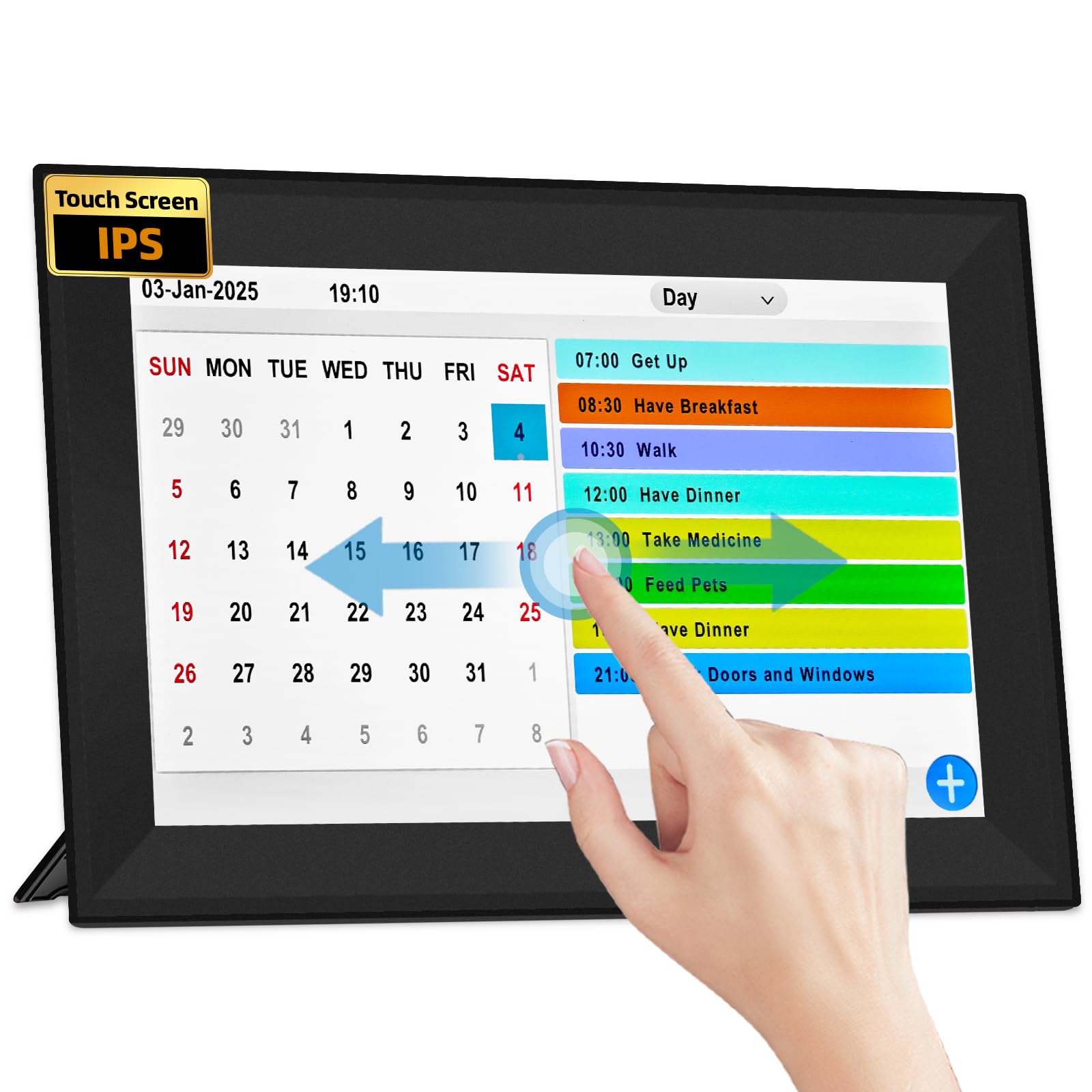 Reloj despertador digital con pantalla táctil de 10.1 pulgadas, relojes de demencia para personas mayores, reloj de pantalla extra grande con día y fecha para ancianos, 40 recordatorios, 64