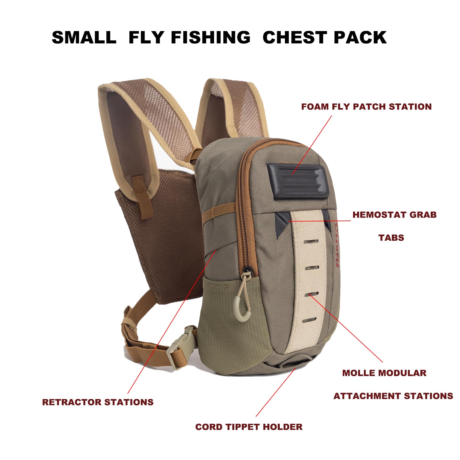 Kleine Brusttasche zum Fliegenfischen, ultraleicht, Mini-Weste, Mikro-Angeltasche