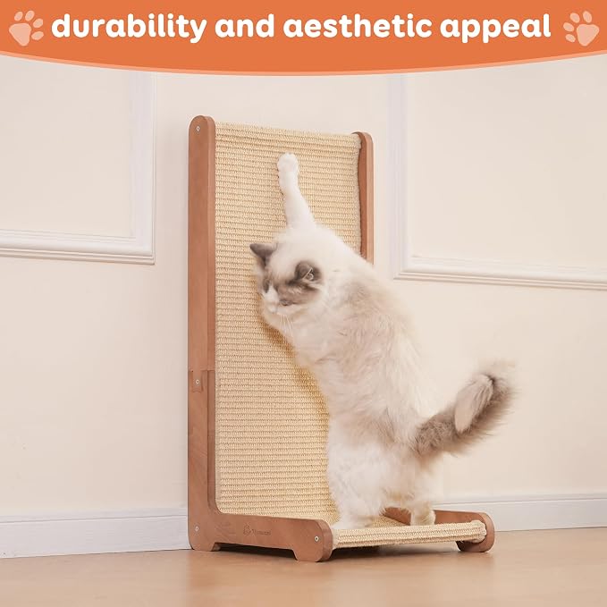 Rascador para gatos de sisal con base de madera miniatura 3