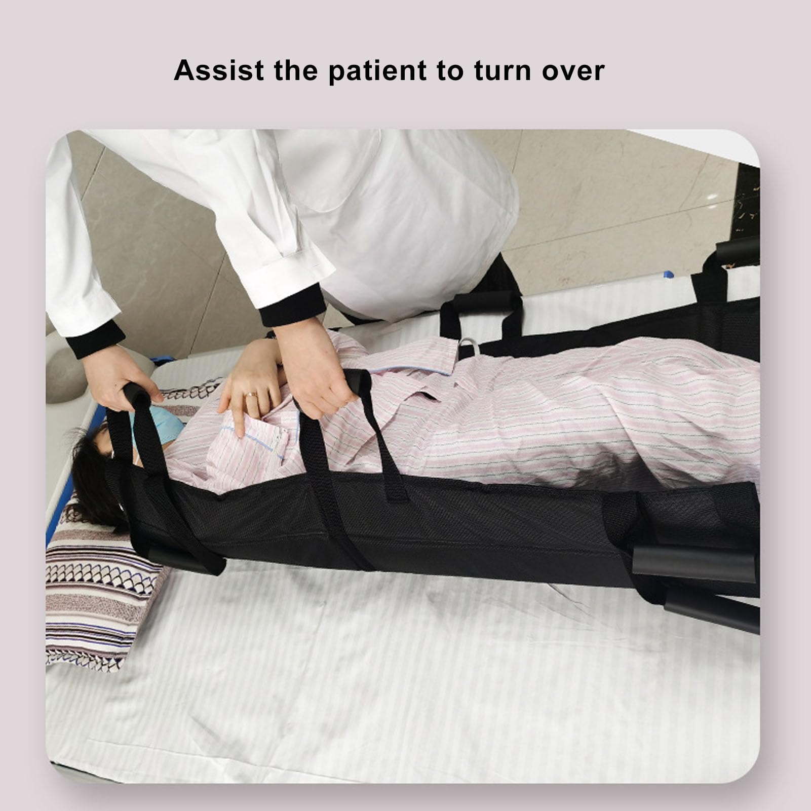 Almohadilla de posicionamiento para cama, sábana de tela Oxford lavable y reutilizable para traslado de pacientes con asas, sábanas para traslado de camas de hospital para girar