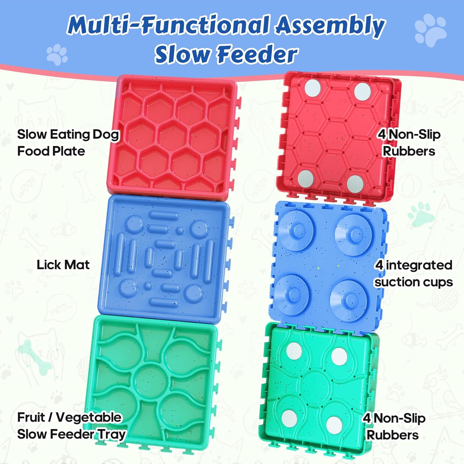 Lick Mat for Dogs & Cats Enrichment Toy Slow Feeder Puzzle for Anxiety Relief and Boredom Reducer