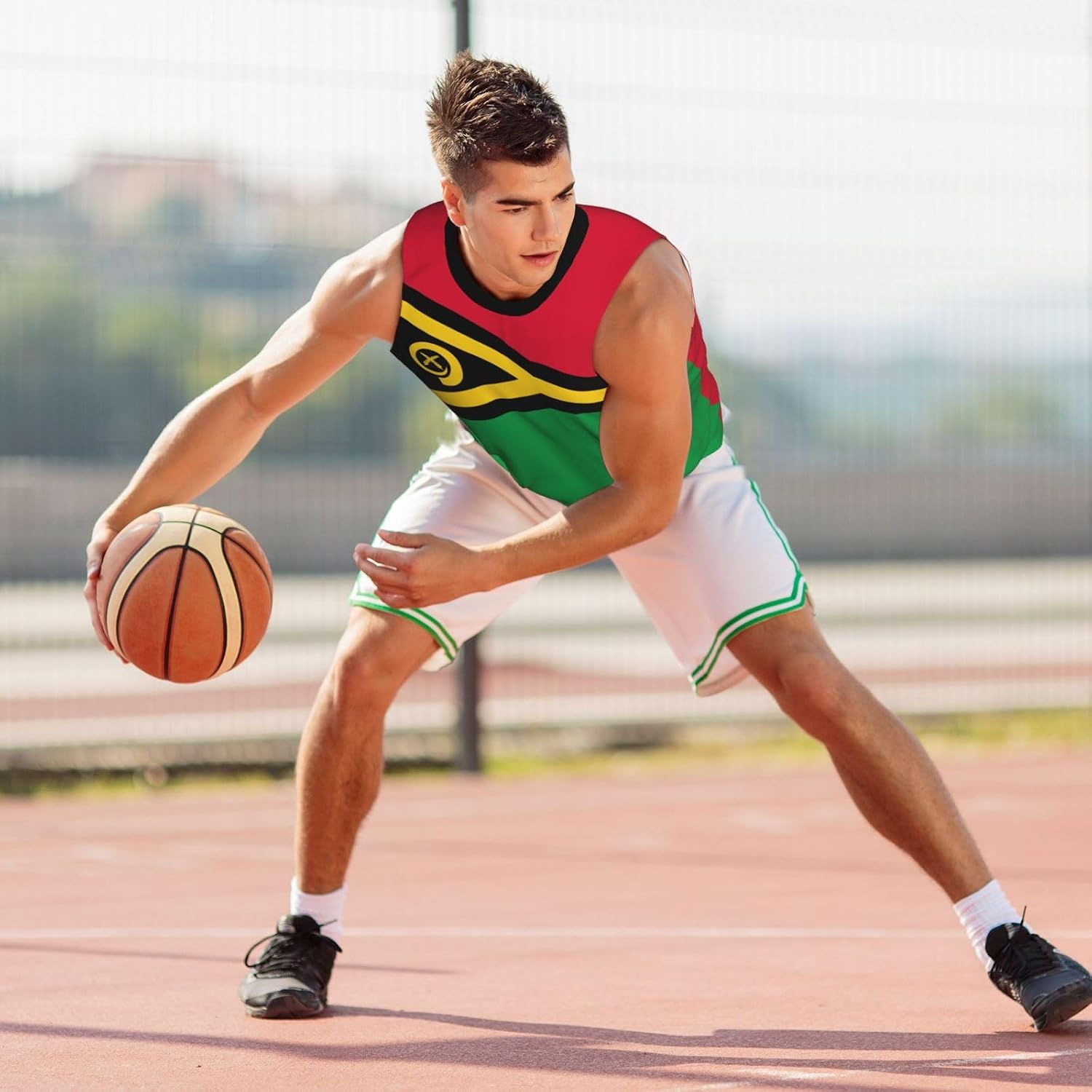 Vanuatu Flag Basketball Jersey Sports Jerseys for Men Running Fitness Training Sleeveless 3D Vest Shirt