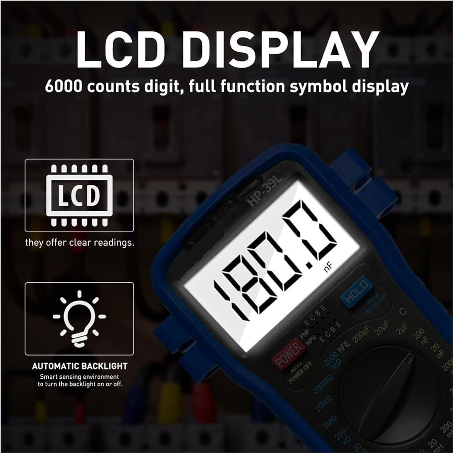 Backlight LCD Digital LCR Meter Resistance Capacitance Inductance Tester Transistor HFE Tester