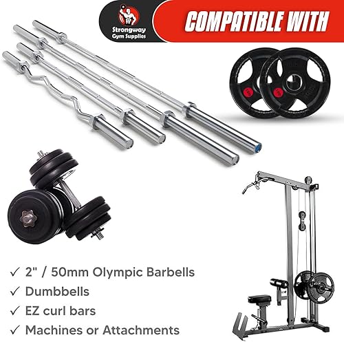 Miniatura 5 de Strongway Discos de peso olímpicos (5 libras, 10 libras, 25 libras, 35 libras, 45 libras) discos para barra de barra de pesas  2 pulgadas (2