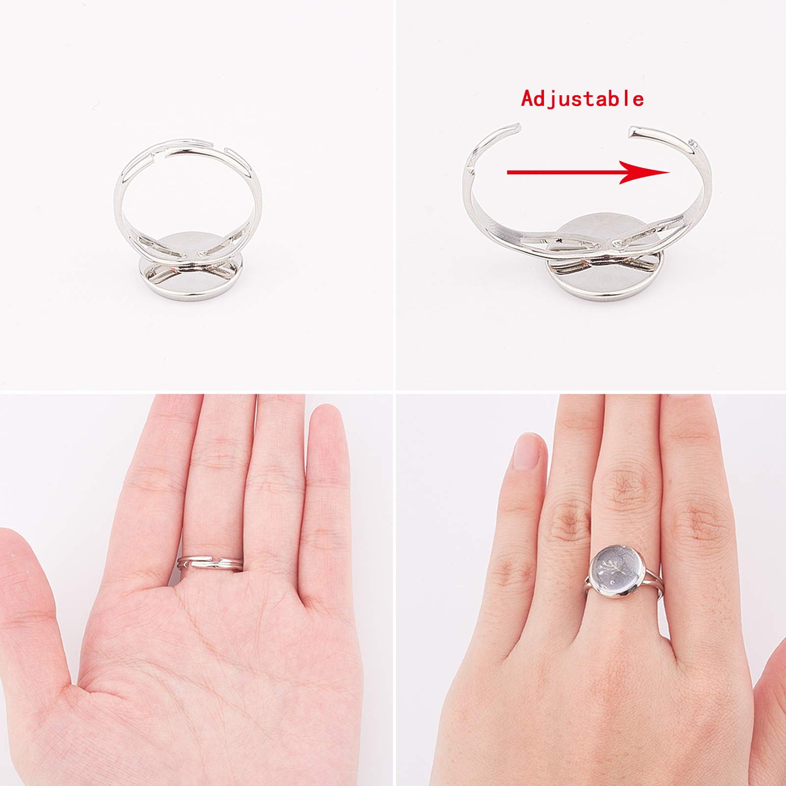 30 Supporti Per Anelli Cabochon Regolabili + 30 Cabochon In Vetro 12mm – Oro E Acciaio, Per Gioielli Fai Da Te