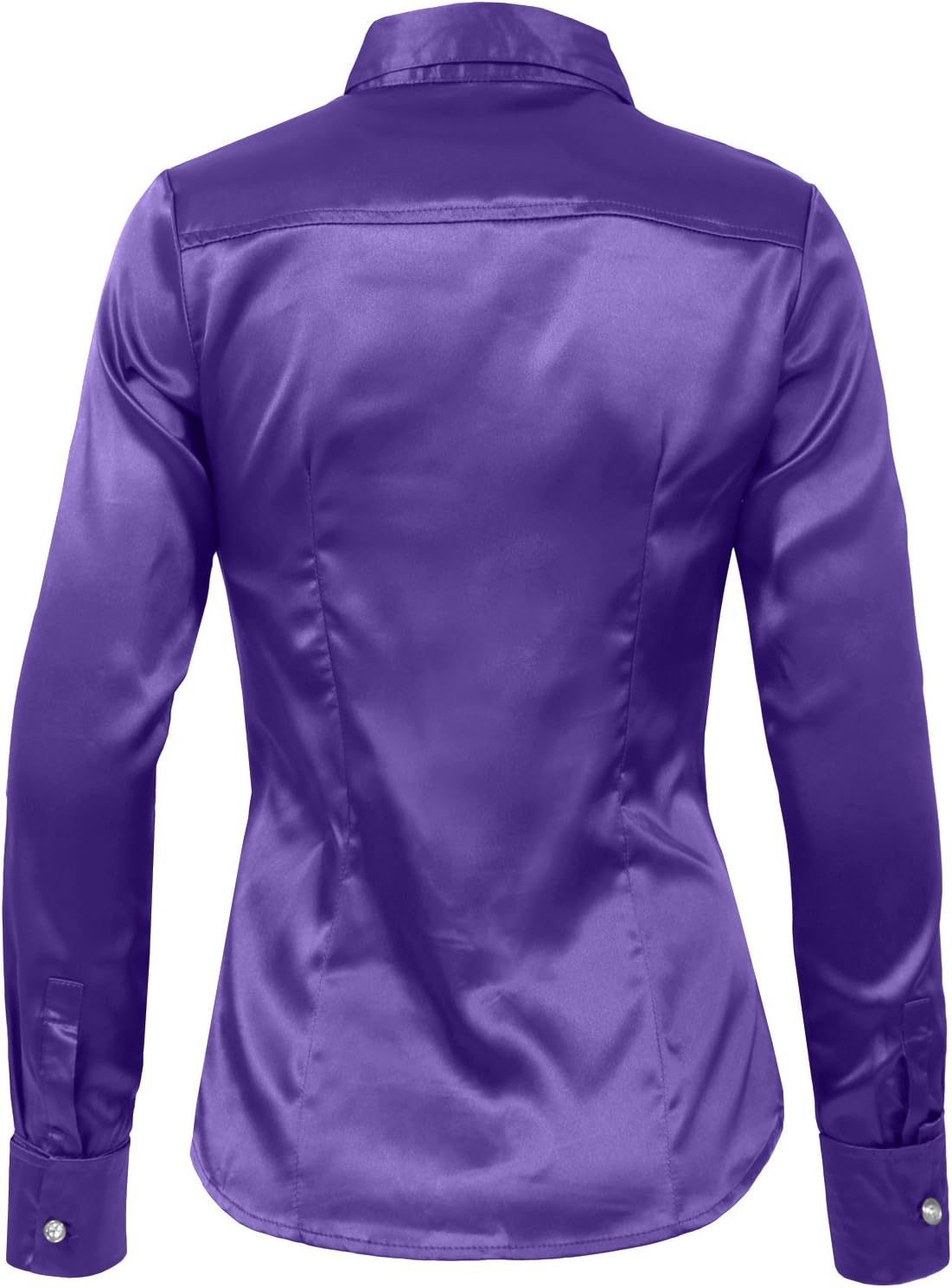 NE PEOPLE Womens Light Weight Long Cuff Sleeve Button Down Satin Shirt (S-3XL)