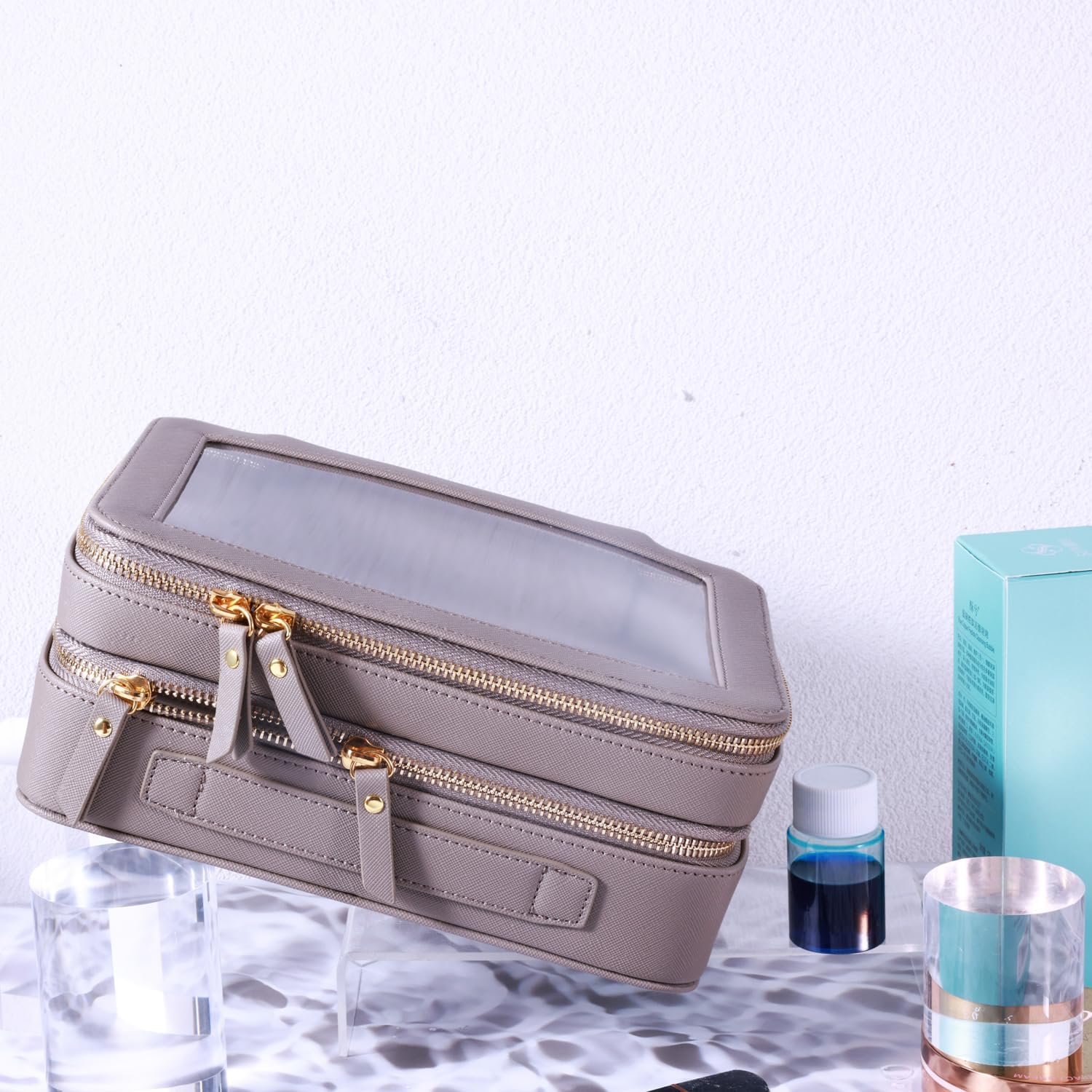 SANHECUN SHC-TL-2 - Neceser de viaje transparente para accesorios de viaje, bolsa de maquillaje (gris, SHC-TL-2)