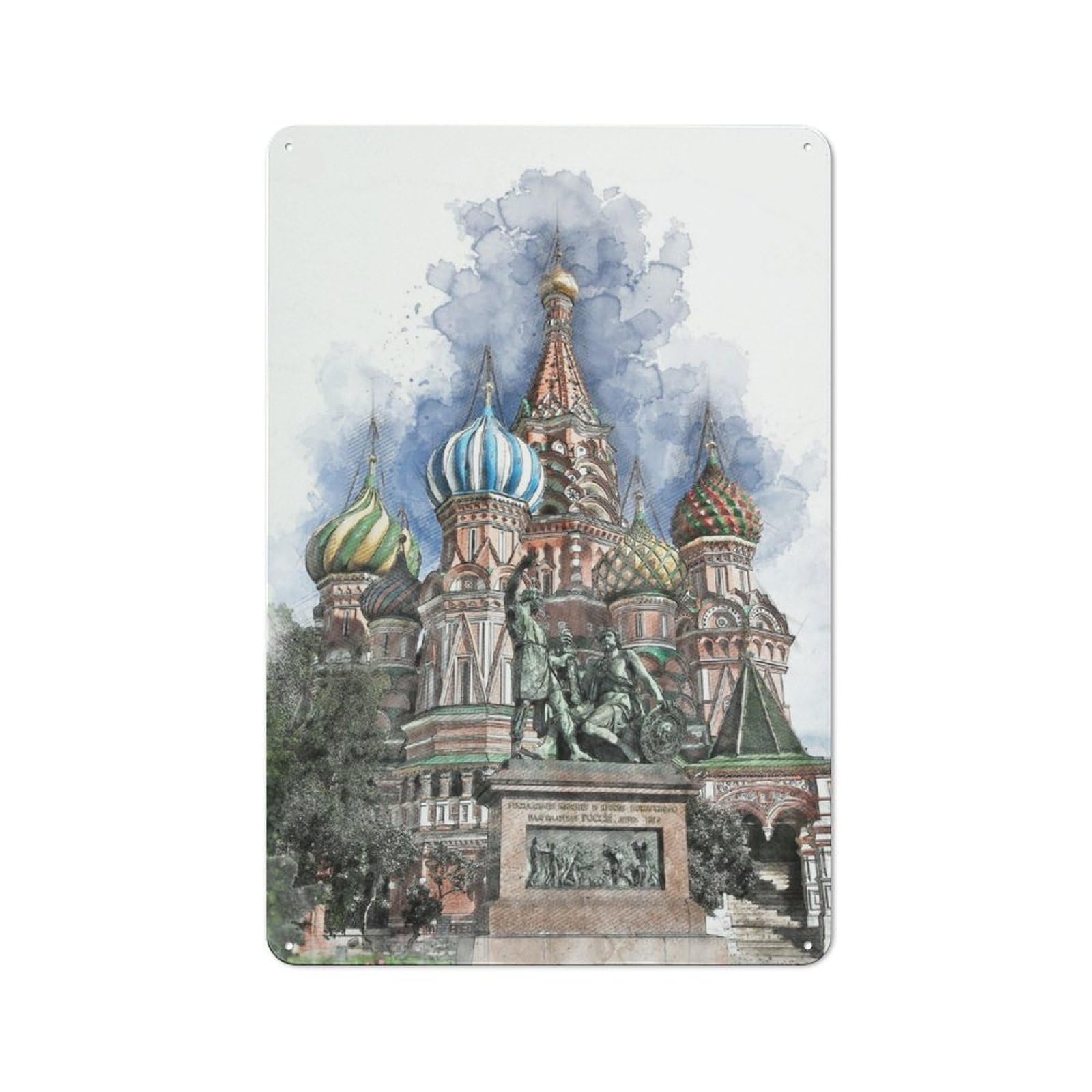 Junmoney Saint Basils Cathedral Industrial Metal Wall Decor 30X20cm, Metal Wall Sign For Tool Room, Garage, Studio Or Home Bar