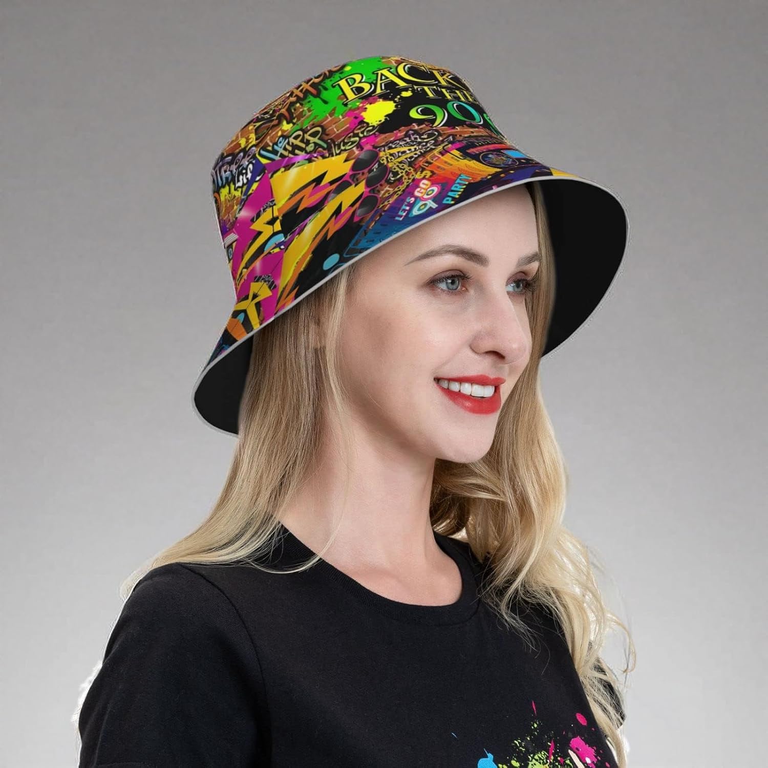 Retro Fashion 80s 90s Bucket Hat for Men Women Funny Summer Beach Fishing Hat Packable Outdoor Sun Fisherman Hat - Image 7