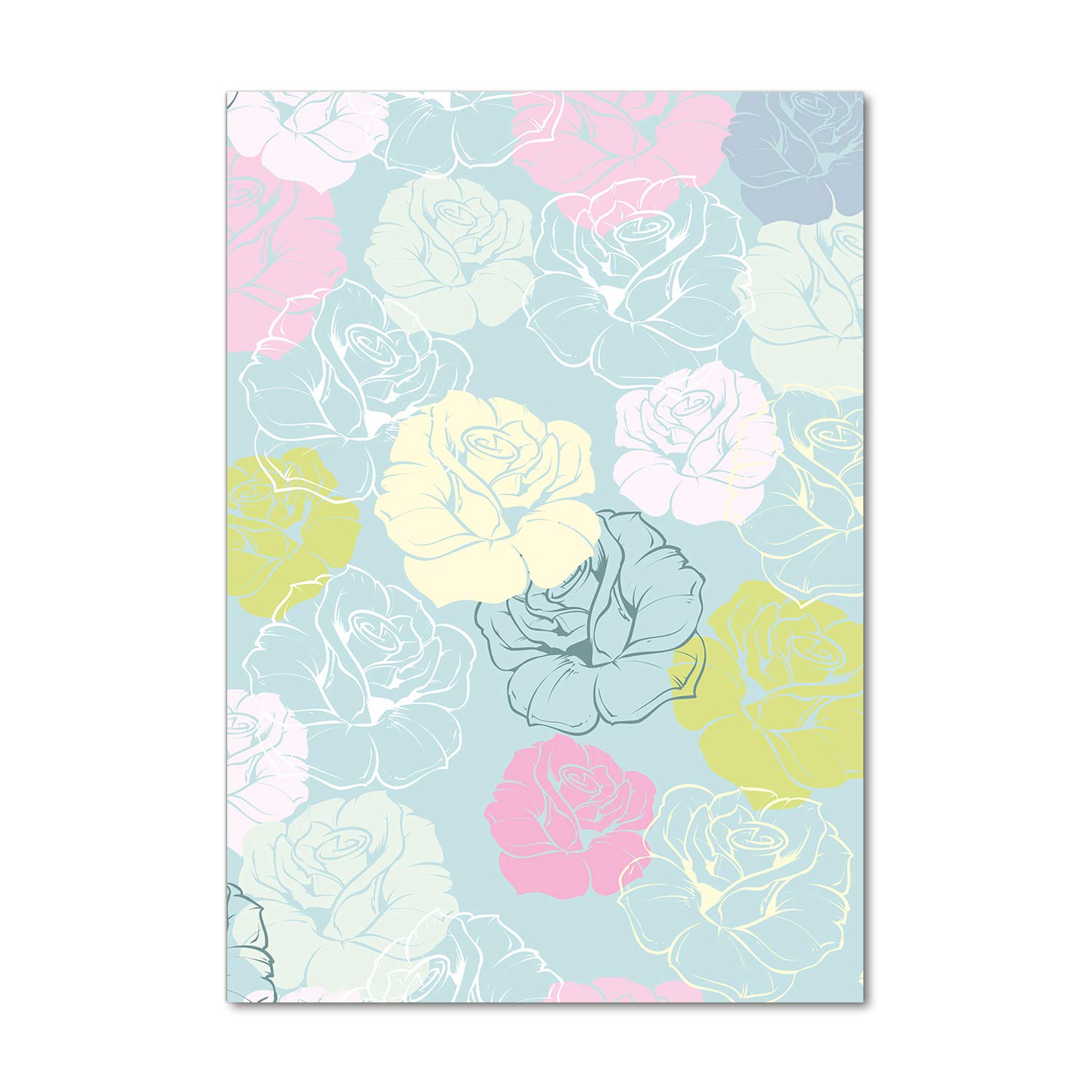Tableau en verre acrylique 70x100 cm Tulup avec motif de roses multicolores