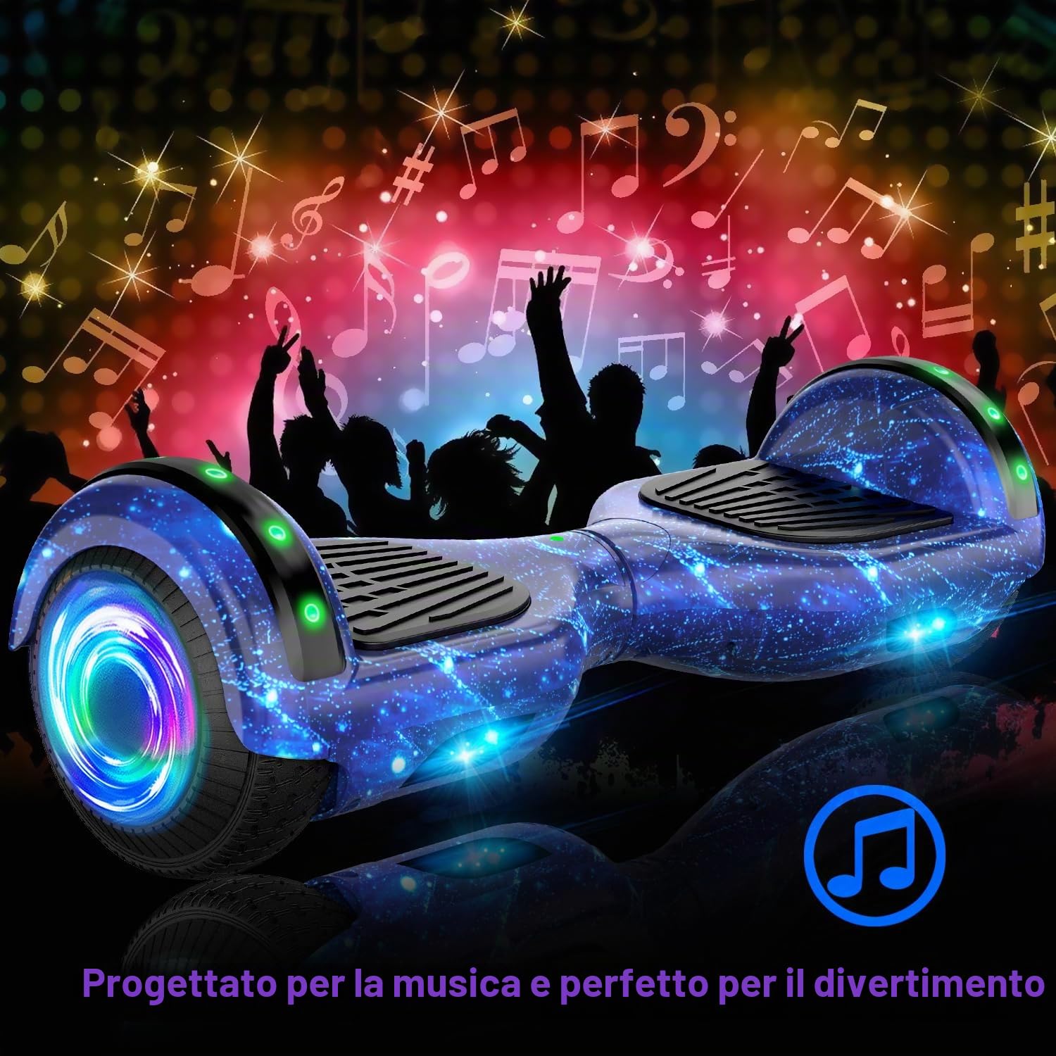 SISIGAD Hoverboard, Electric Scooters with Bluetooth & 6.5" Flash Wheels & LED Headlights Fender Lights, All Terrain for Kids