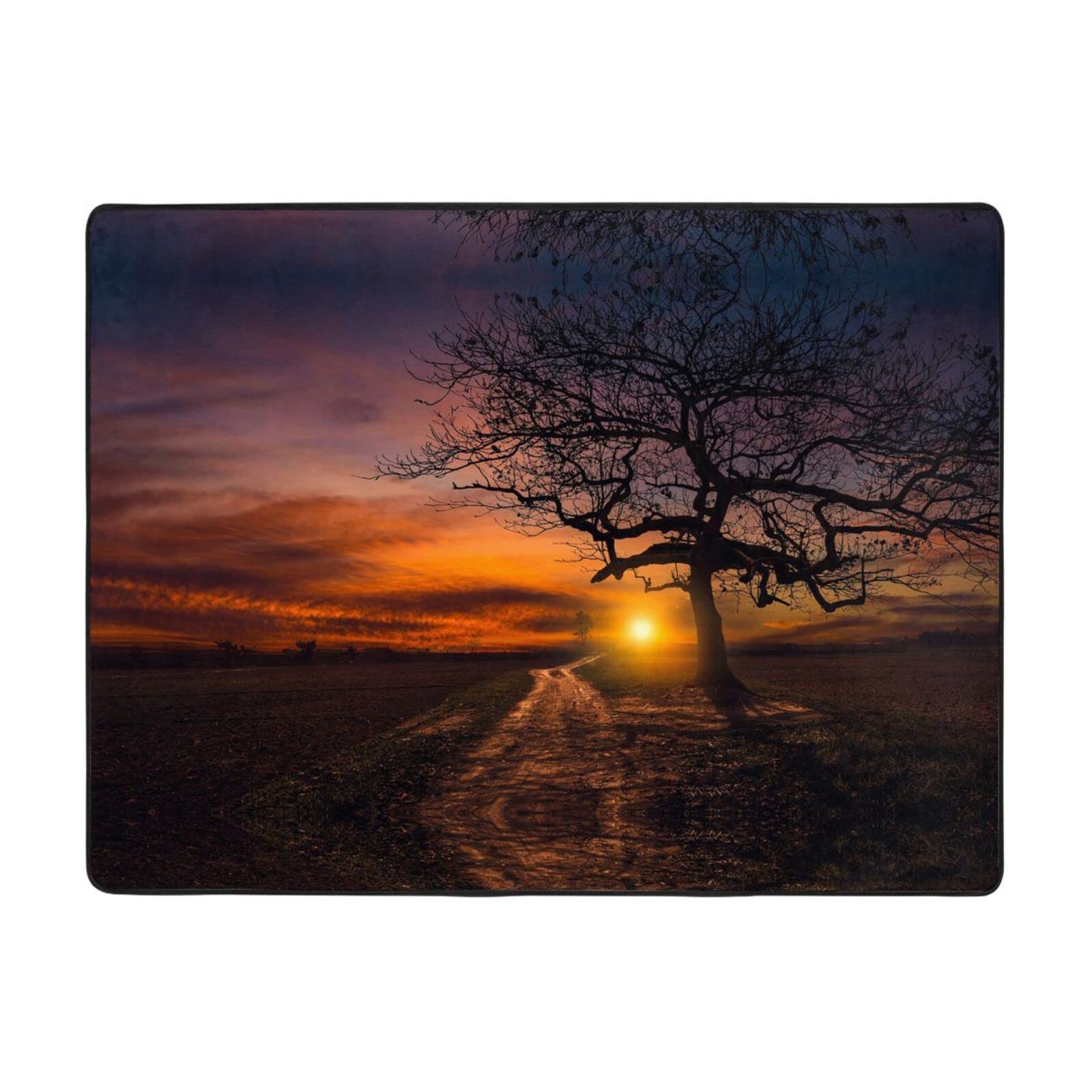 Tapis de salon coucher de soleil doré en peluche douce pour dortoir cocoon